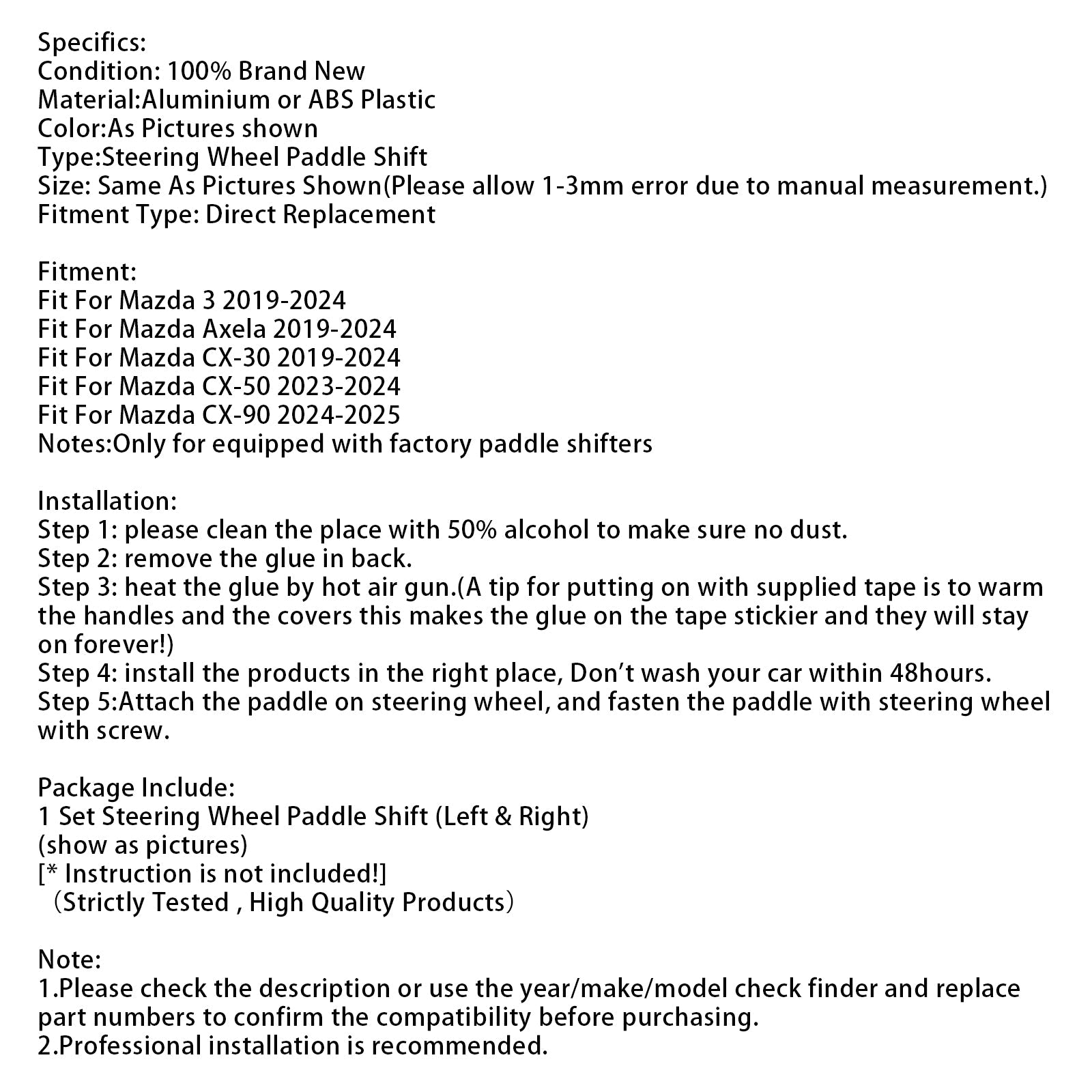 Verlenging van snelheidsverandering Pallets stuurwiel voor Mazda 3 CX-30