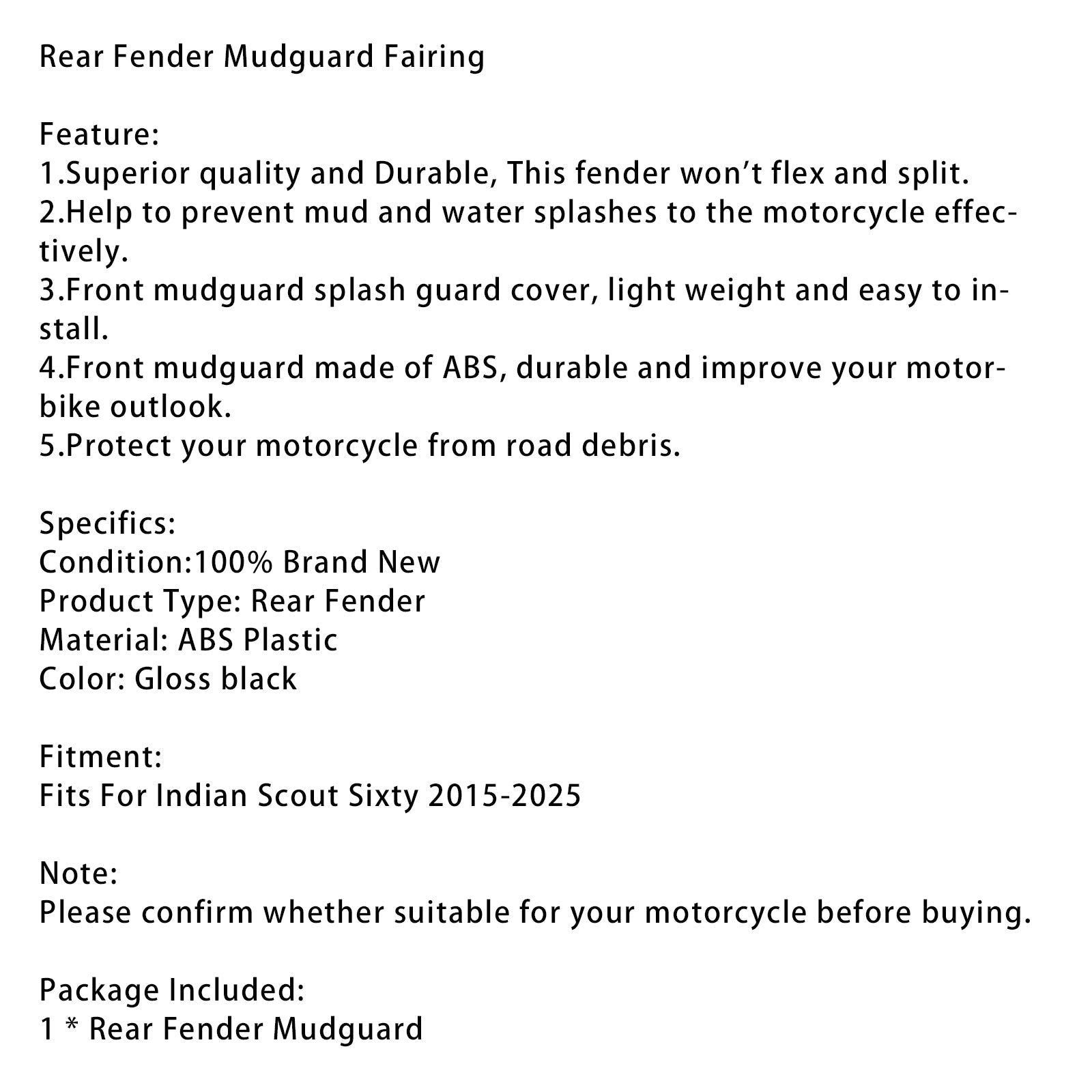 Achterspatbord kuip Indian Scout Sixty 2015-2025