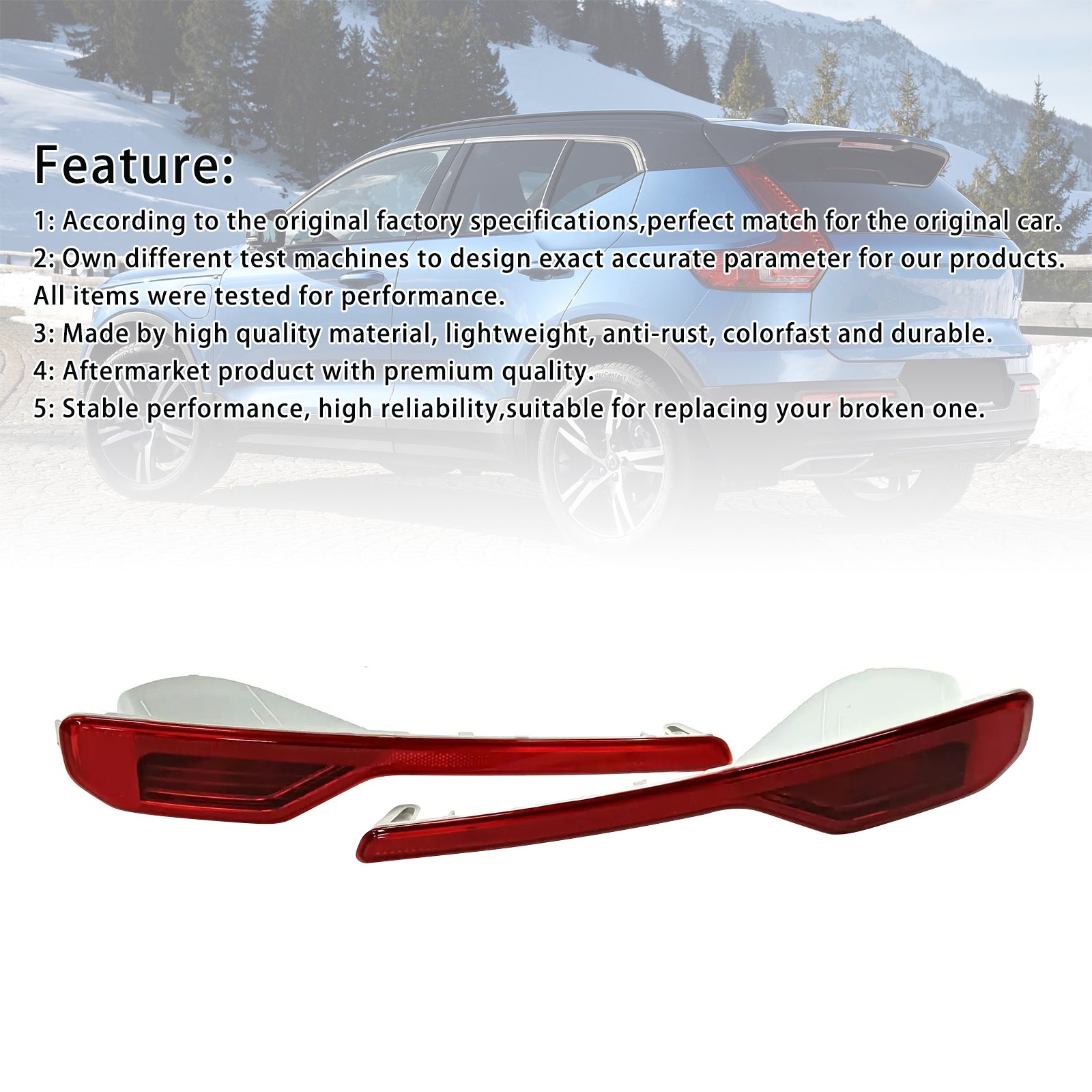 Vasemman takapuskurin palon heijastin + oikea Volvo XC40 2018-2023 ilman polttimoa 31656865/66