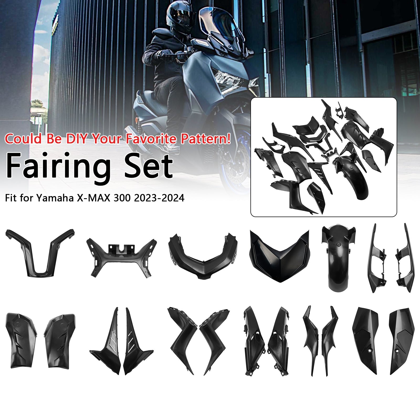 Carénage de carrosserie XMAX 300 Yamaha X-MAX 2023 2024 Injection non peint