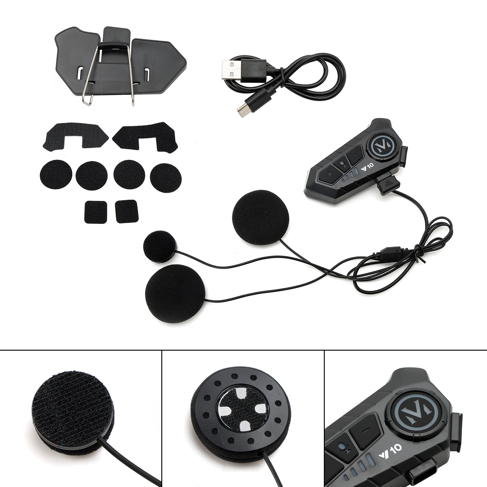 Auriculares para casco con Bluetooth, reproductor de altavoz, Universal, negro, para motocicleta