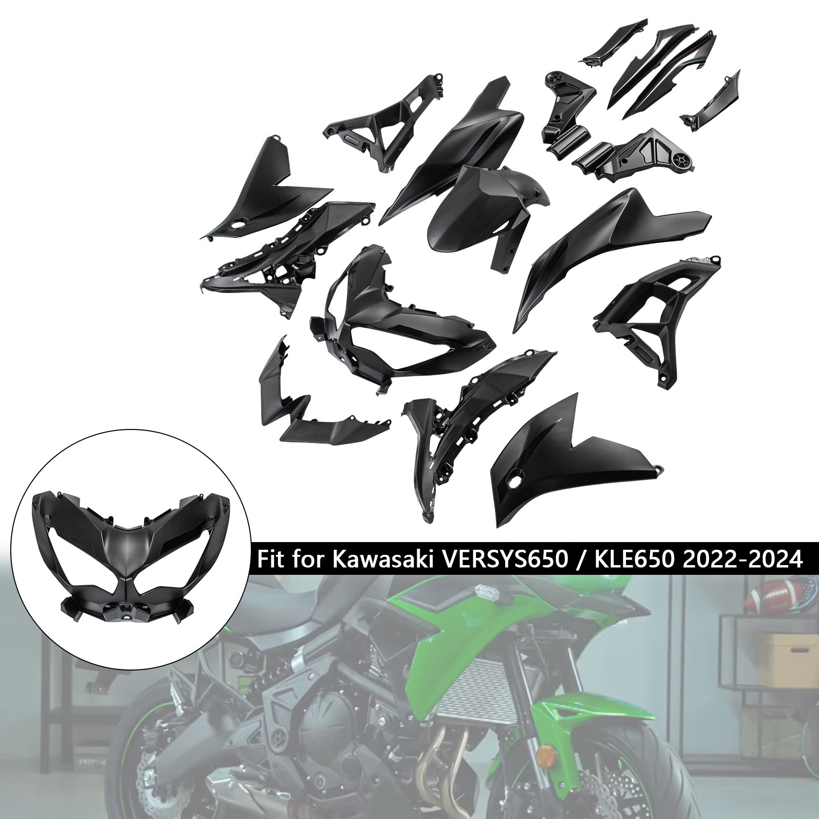 Kit de carenado de cuerpo ABS inyectado para Kawasaki Versys 650 KLE 2022-2024 07#