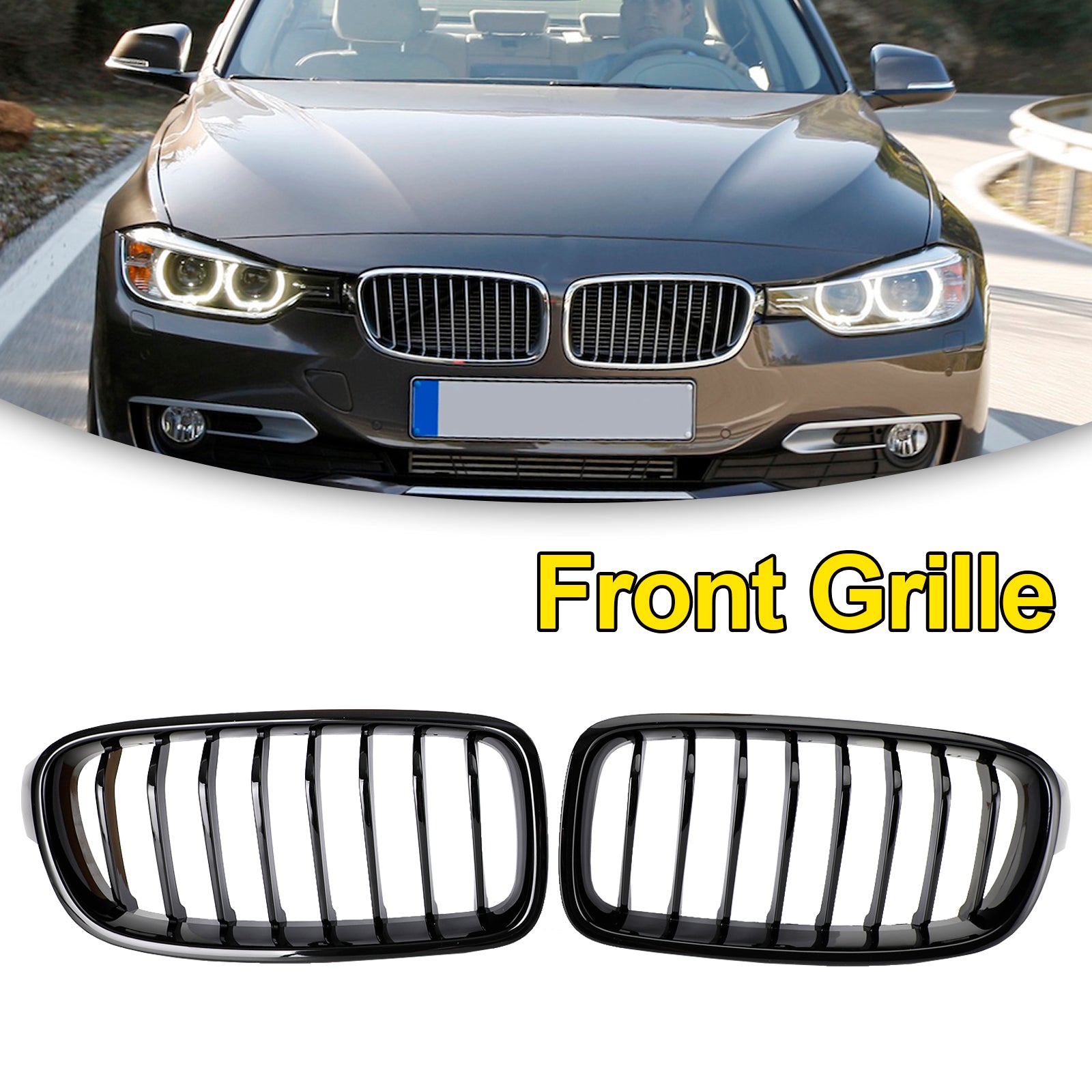 2012-2019 BMW 3-serie F30 F31 F35 Gloss Black Front Nier Grill
