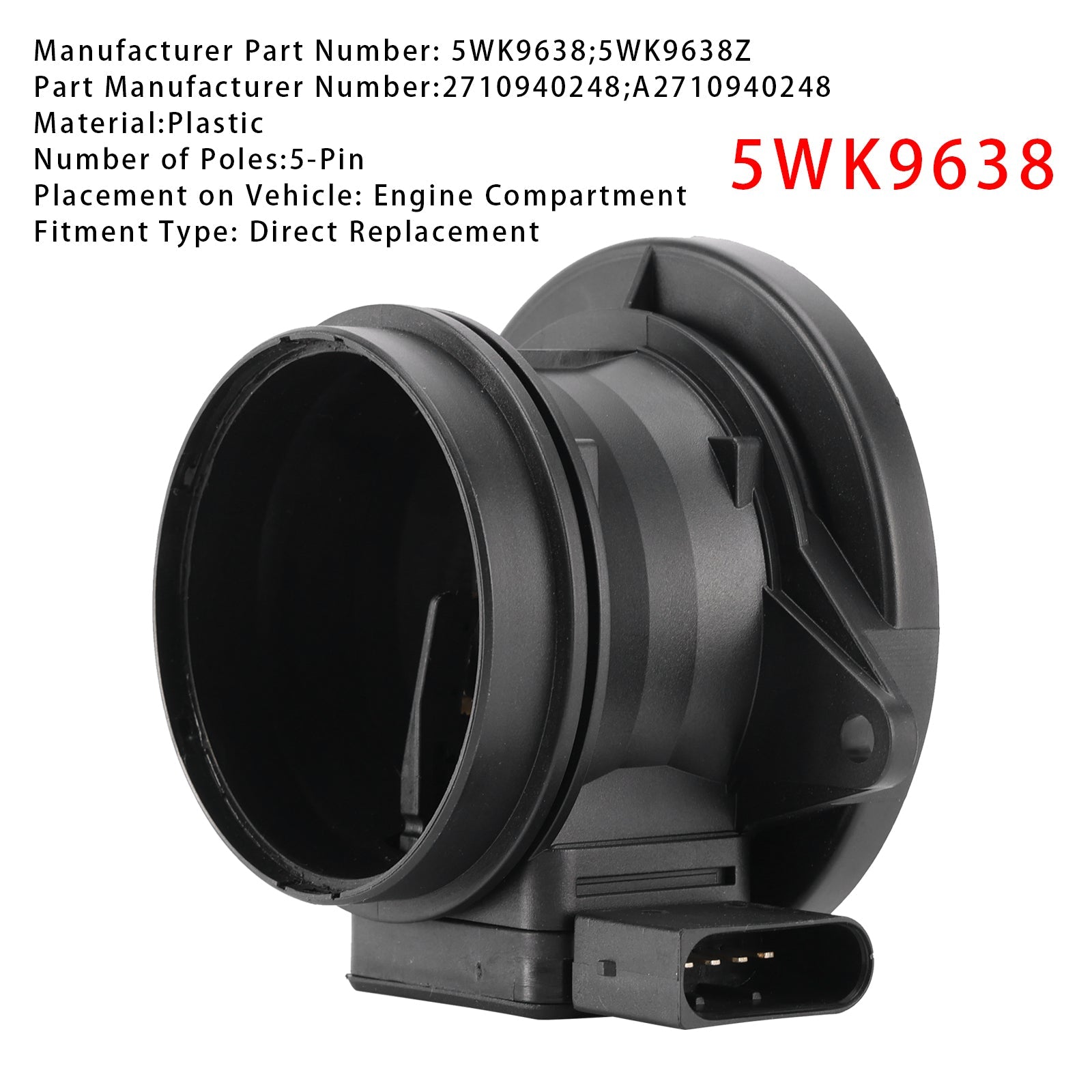 Capteur de débitmètre d'air massique pour Mercedes-Benz W203 W211 C209 5WK9638