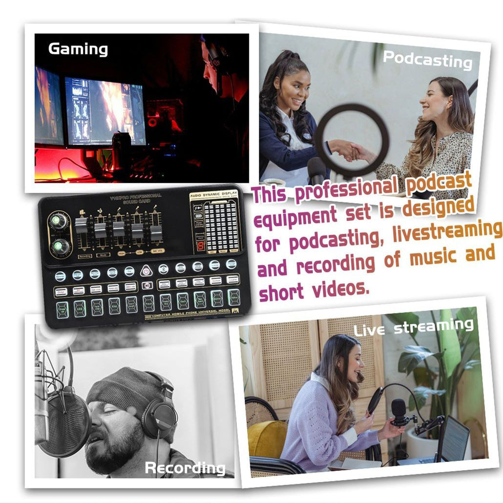 Tarjeta de sonido V10 Tarjeta de sonido en vivo Teléfono móvil Karaoke Computadora Equipo de transmisión en vivo Tik Tok