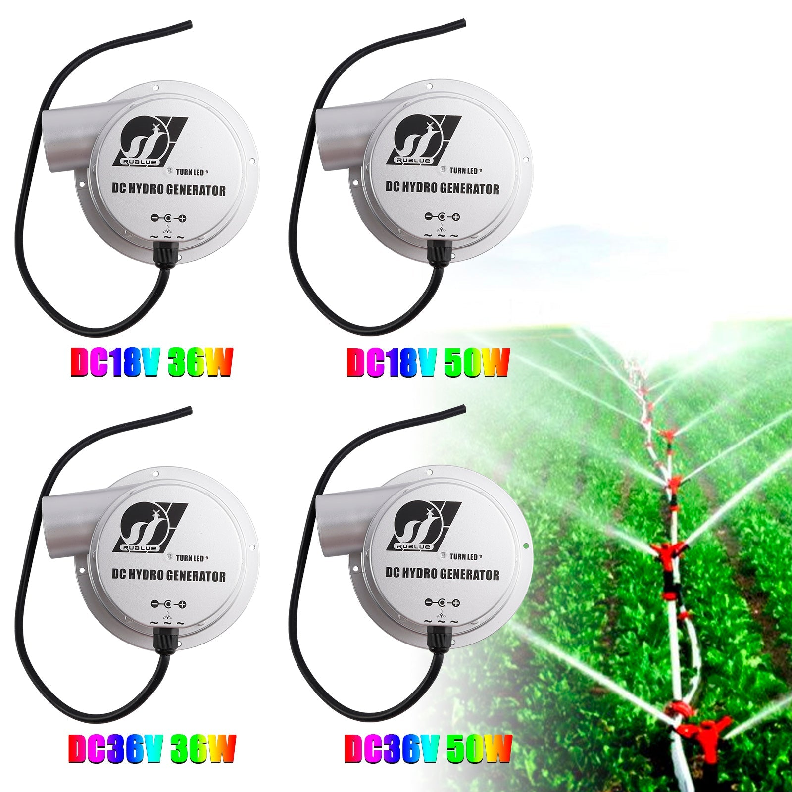 Generator hydroelektryczny z turbiną z przepływem wody DC18V/36V 36 W/50 W Produkcja energii CA