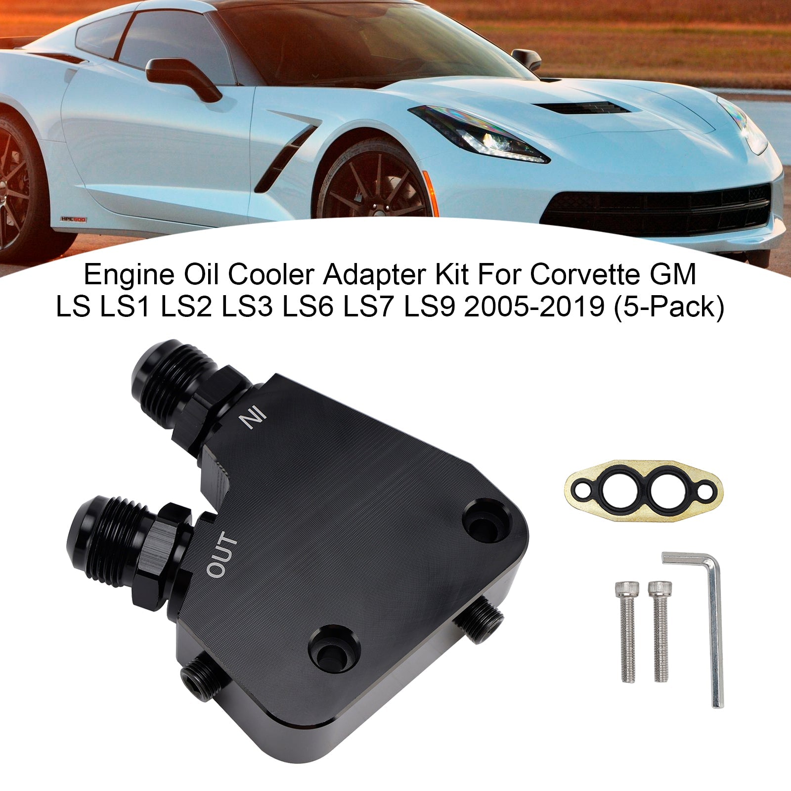 Komplet d'adapter za hladilnik&Motorno olje za Corvette GM LS LS1 LS2 LS3 LS6 (5 kosov) 2005-2019
