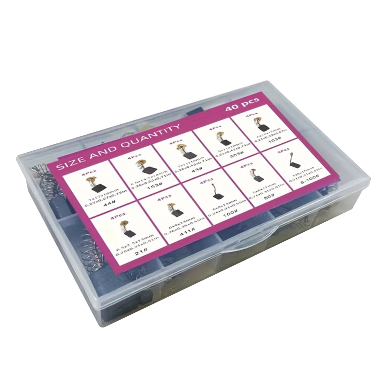 Lot de 40 balais de charbon pour moteur électrique, 10 tailles, pièce de rechange pour réparation d'outils électriques