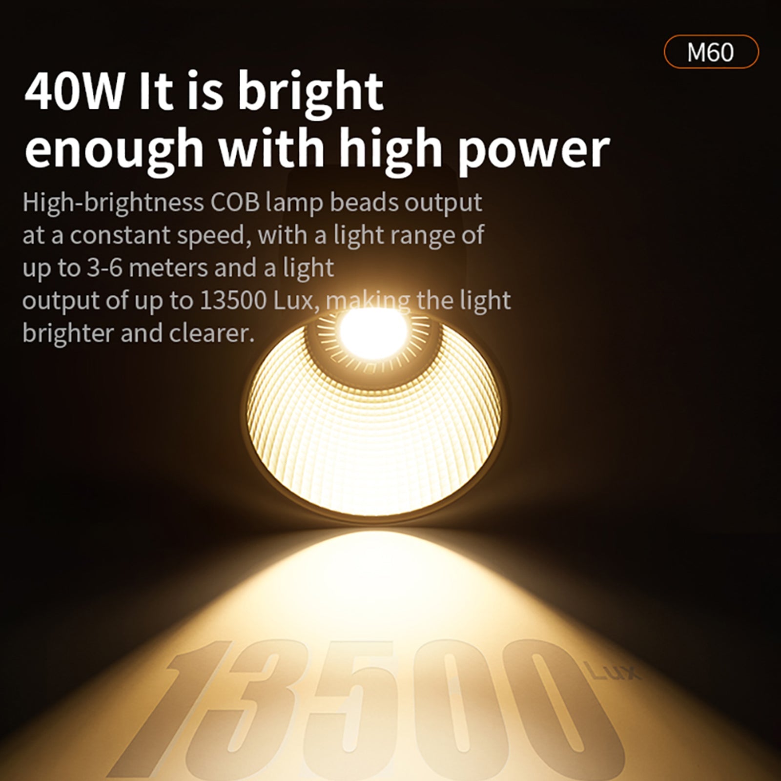 40W krachtige COB-fotografielamp M60 LED-buitenlamp op zonne-energie