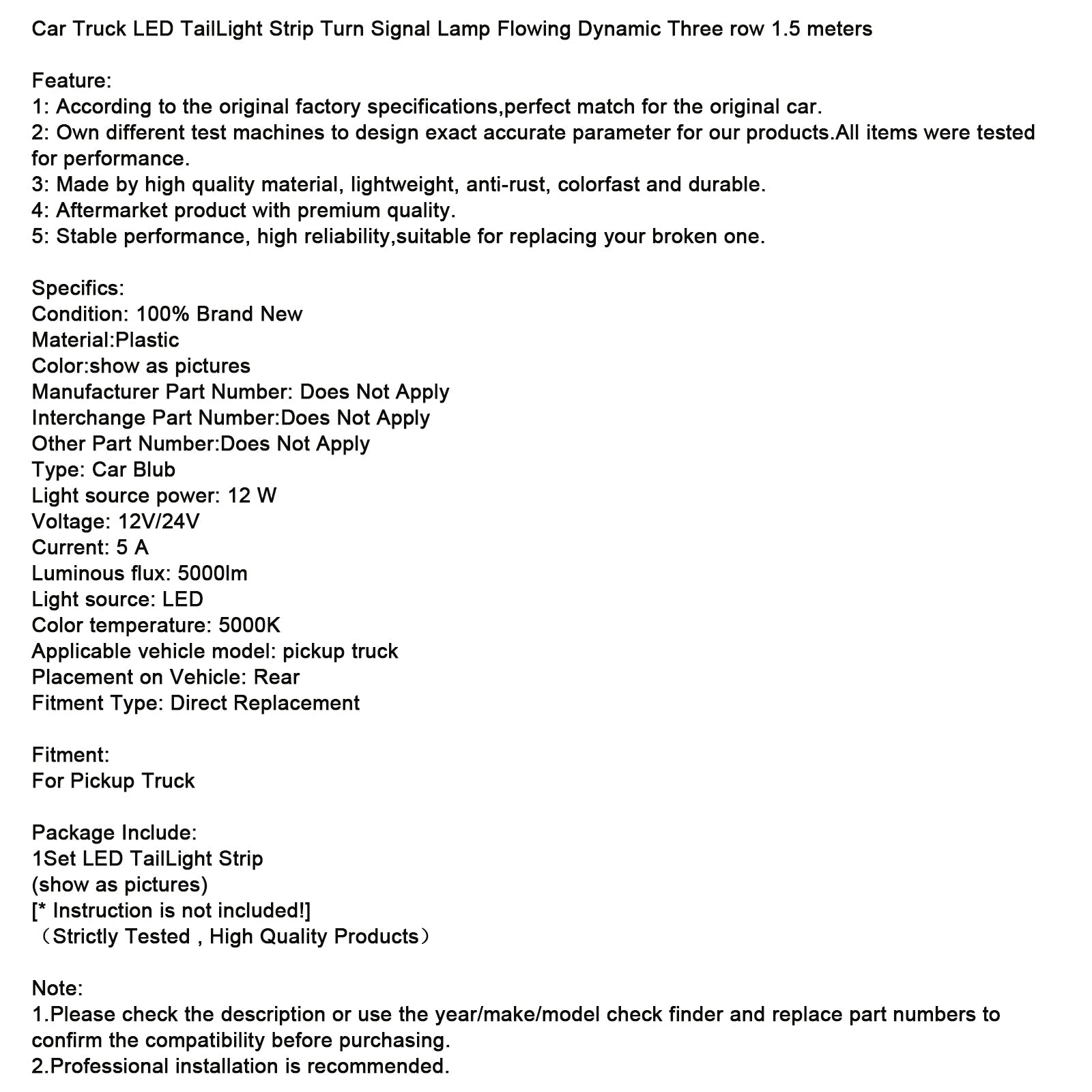 Banda de luces traseras LED para automóvil y camión, indicadores, dinámica, tres filas, 1.5 metros