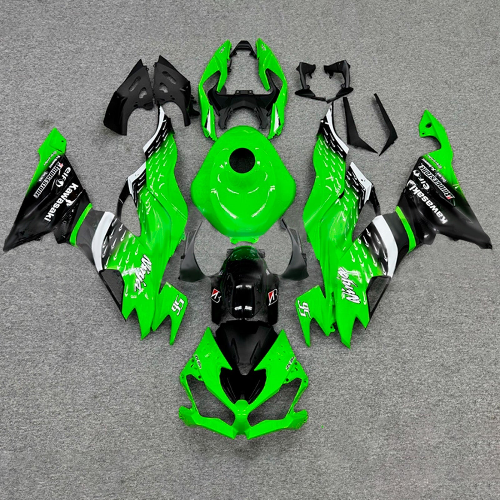 Kit de carénage injecté en plastique ABS compatible avec Kawasaki ZX6R 2019-2023