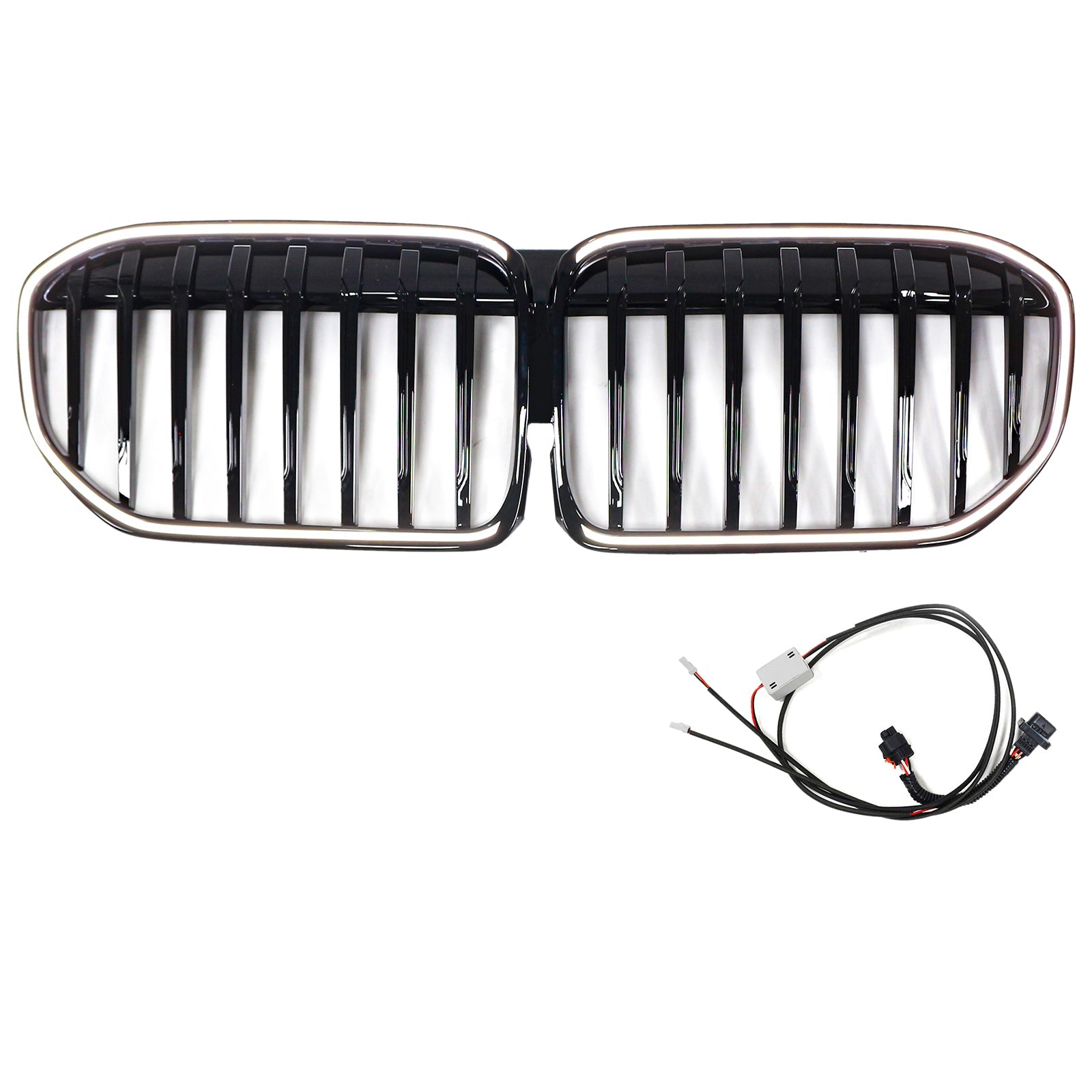 Grille de calandre avant noire brillante à lamelles simples pour BMW Série 7 G12 2019-2022 Version à empattement long Facelift