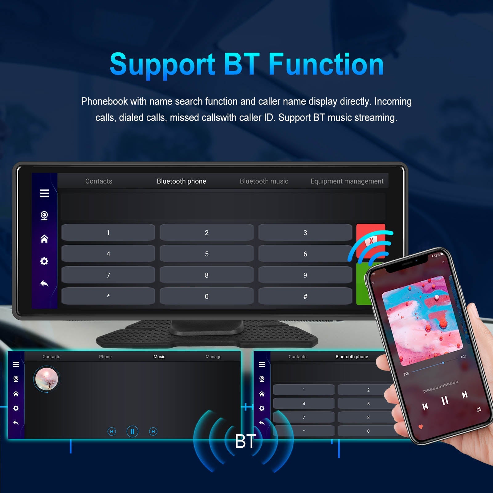 10.26 "" Bluetooth CarPlay HD -auton navigointi iso kosketusnäyttö AHD -kamera