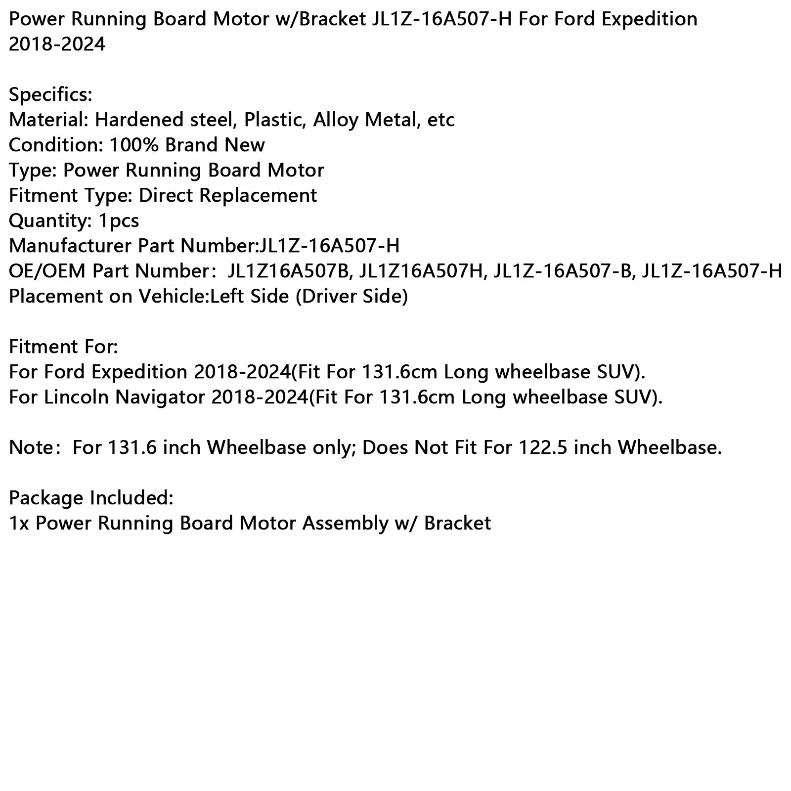 Electric Walking Engine z wsparciem dla Ford Expedition 2018-2024 JL1Z-16A507-H