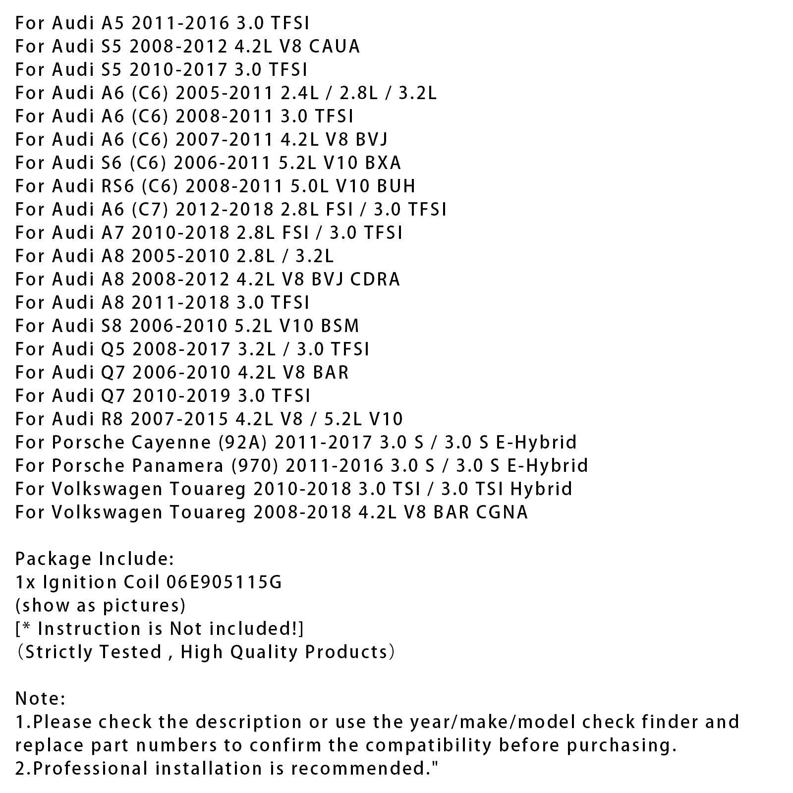 Bobine d'allumage 06E905115G pour AUDI A4 A5 A6 A7 A8 Q5 Q7 S5