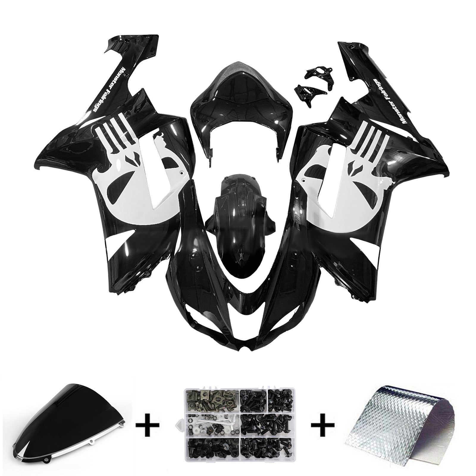 Kit de carénage par injection, carrosserie en plastique ABS pour Kawasaki ZX6R 636 2007-2008