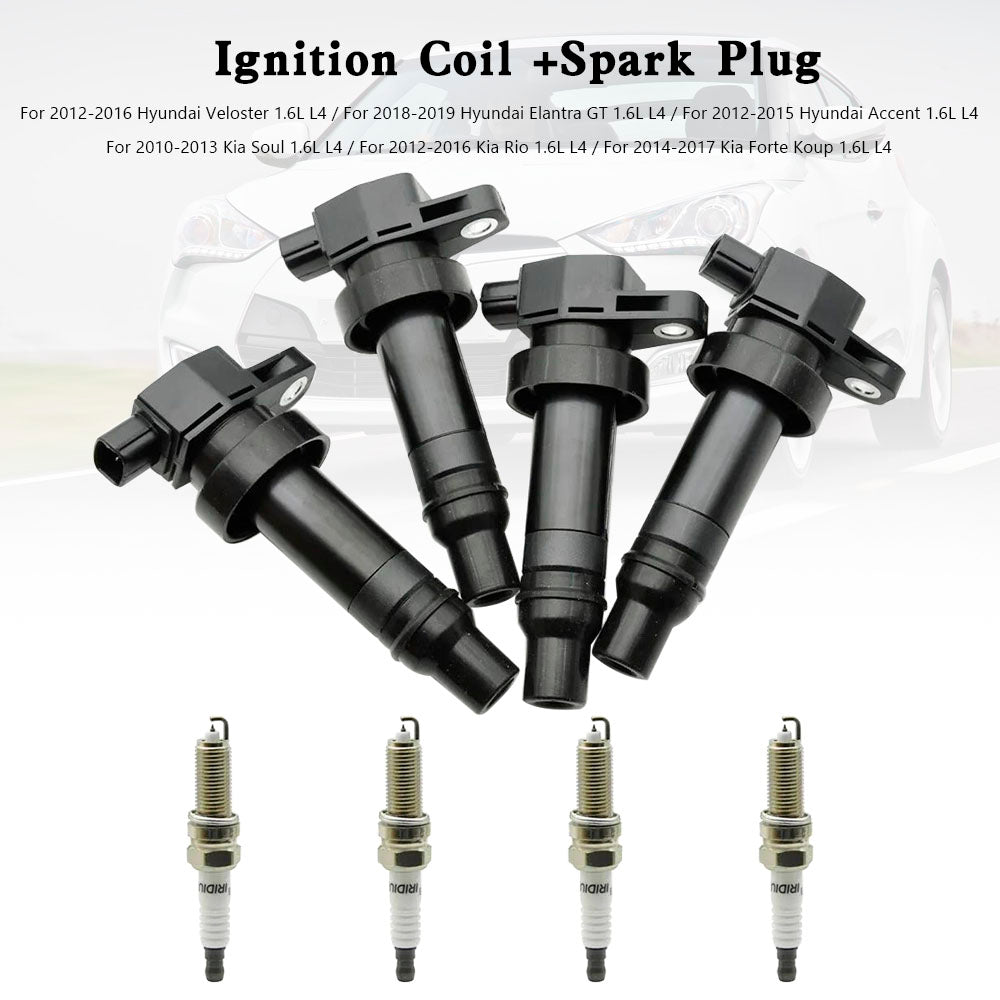 2012-2015 Hyundai Accent 1.6L L4 sytytyspuola + UF636 sytytystulppa 4kpl