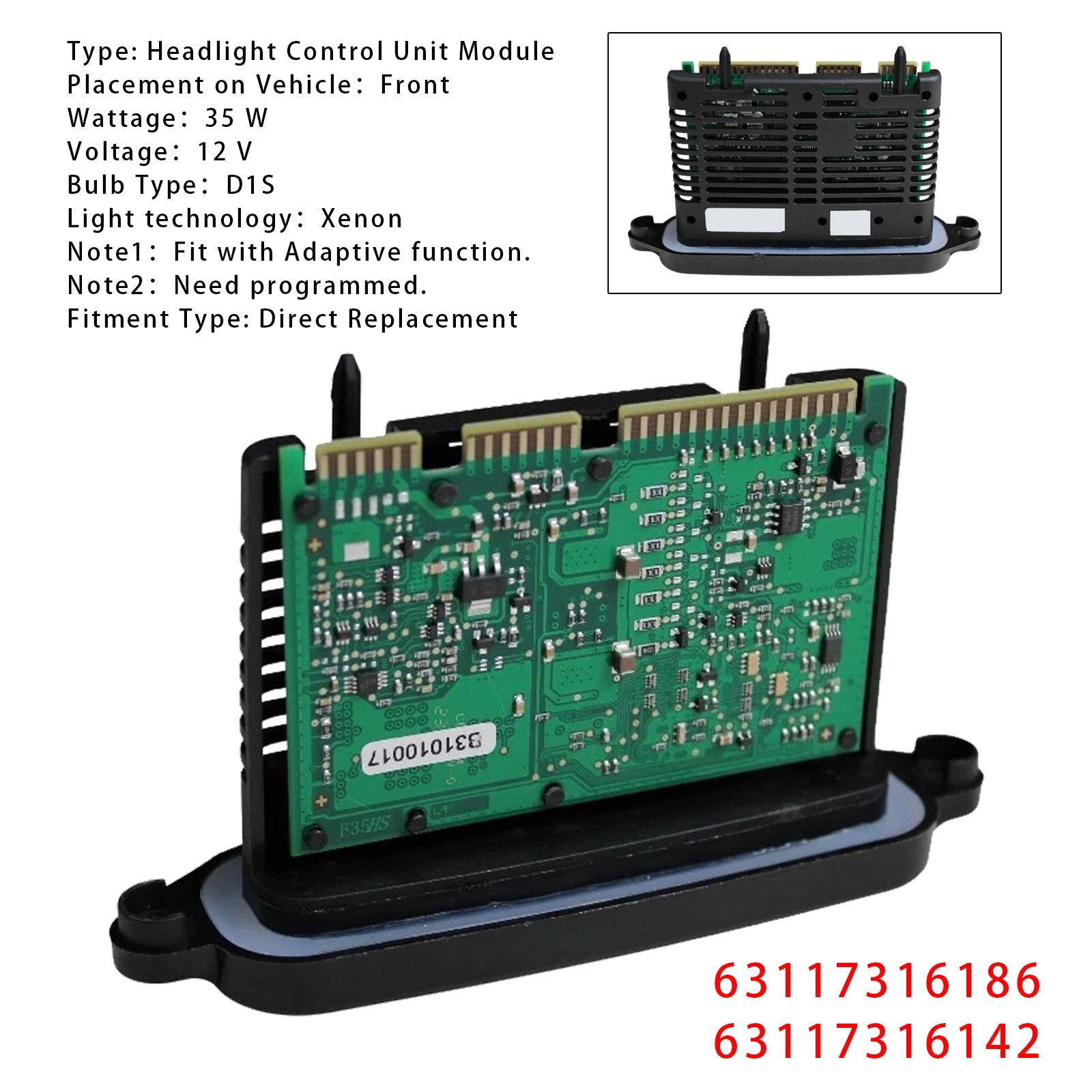 Moduł sterujący adaptacyjnymi reflektorami ksenonowymi Lear TMS 7316186 dla BMW serii 3 F30 (2011-2016)