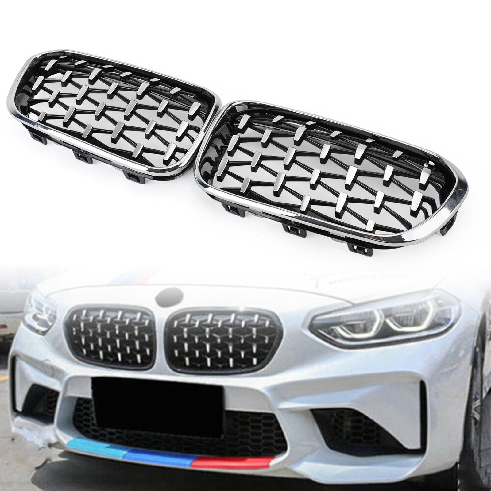 Chrome Black Front ledvična mreža za BMW 2015-2017 Series 1 F20/F21