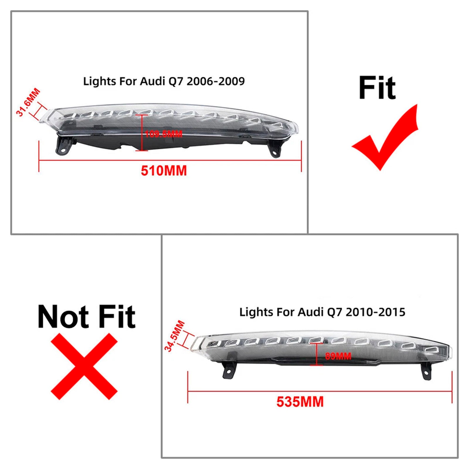 Par LED dnevnih luči za Audi Q7 4L 2007-2009 4L0953041 4L0953042