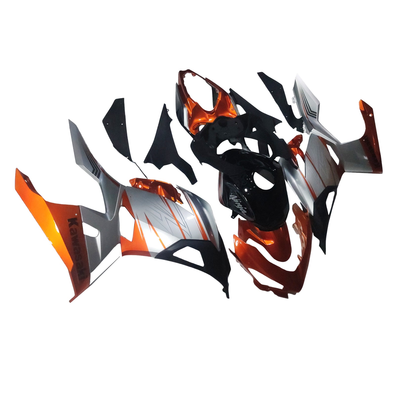 Amotopart Kawasaki EX400/Ninja 400 2018-2023 Pomarańczowo-srebrna owiewka Nadwozie Tworzywo ABS