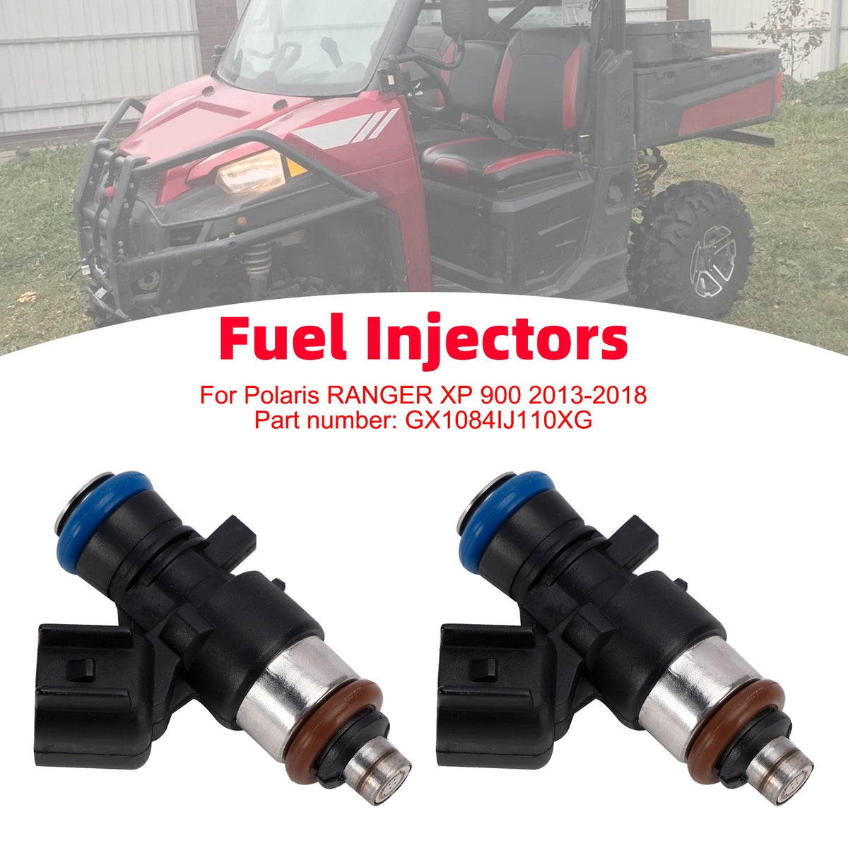 2x GX1084IJ110XG Brandstofinjector voor Polaris Ranger XP 2013-2018