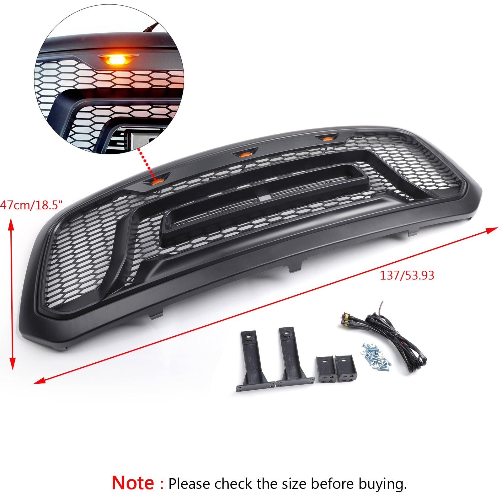 LED Grille ABS Honeycomb Bumper Grill Mesh Grille Pour Dodge Ram 1500 2013-2018