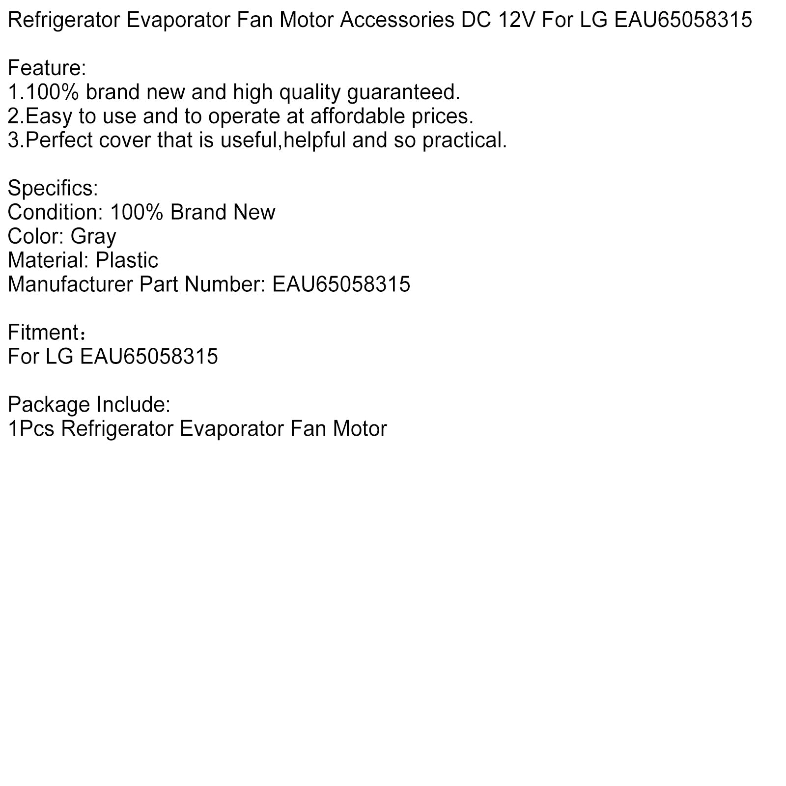 Moteur de ventilateur d'évaporateur de réfrigérateur, accessoires DC 12 V pour LG EAU65058315