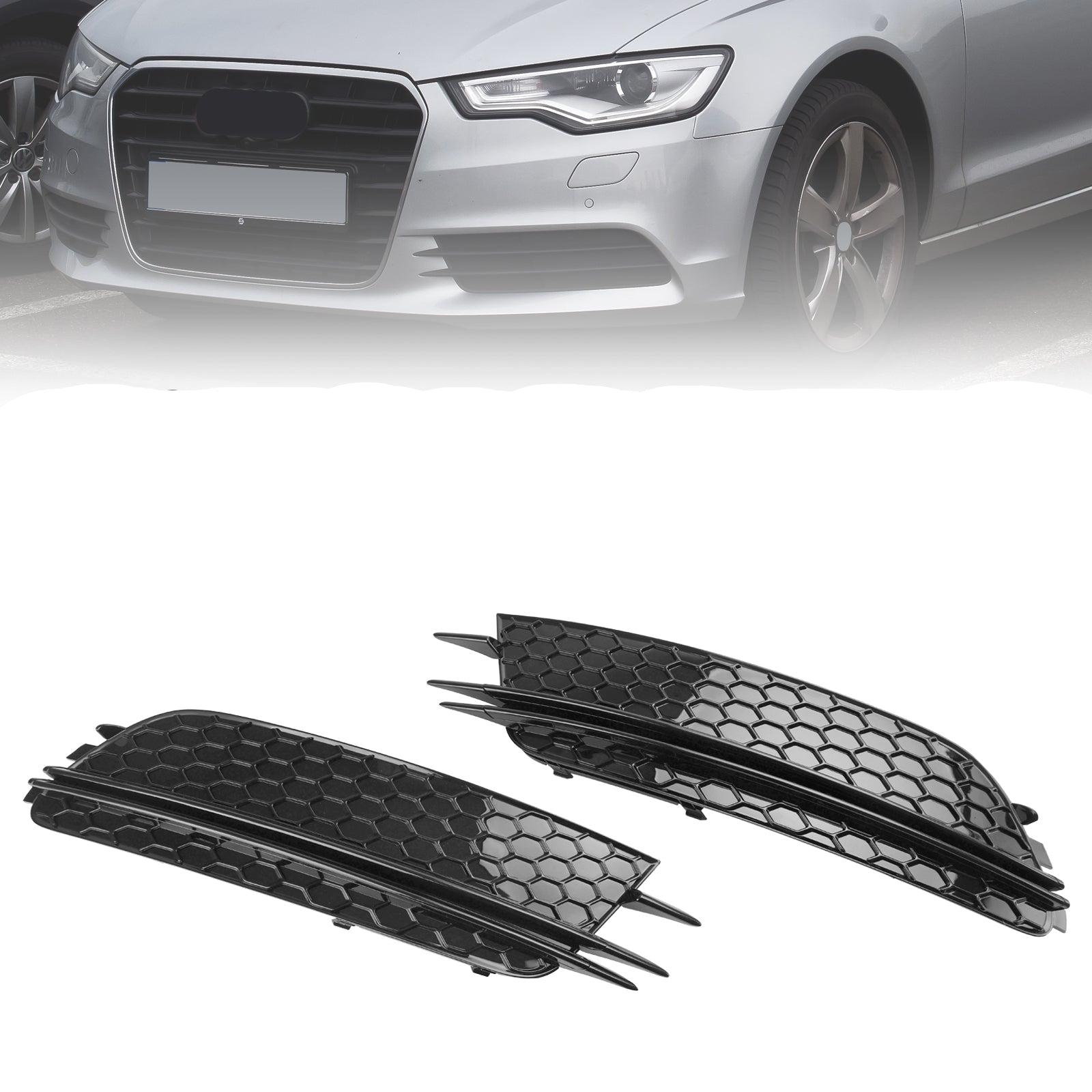 Jeu de 2 Grilles de Feux Antibrouillard Avant Noir - Audi A6 C7 (2012-2015) Version Standard - 7911070549