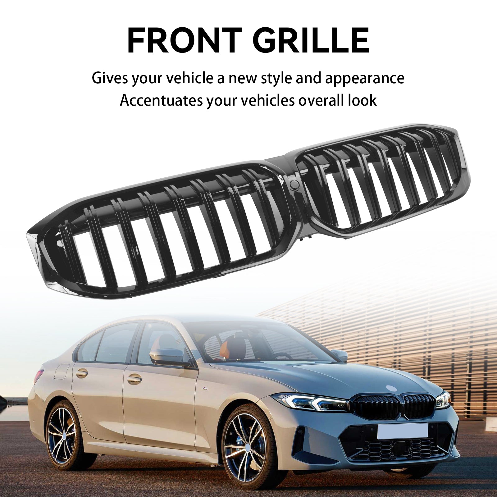 2023-2024 BMW 3 -sarja G20 G21 320I/330I/M340I/318I/320d Frant Real Glloss Black Grill Grill