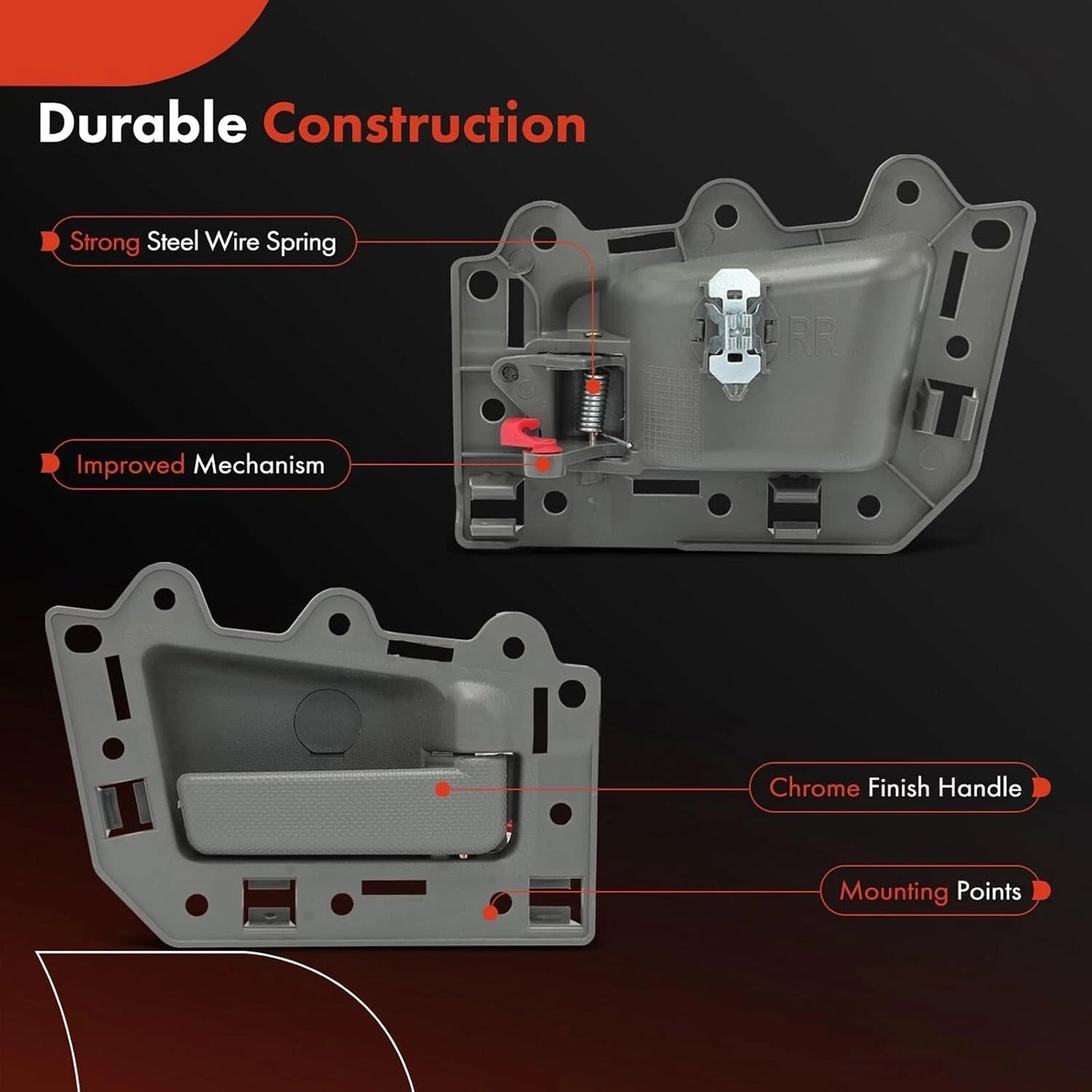 4 poignées de porte intérieures avant et arrière gauche et droite grises pour Jeep Grand Cherokee 2005-2011