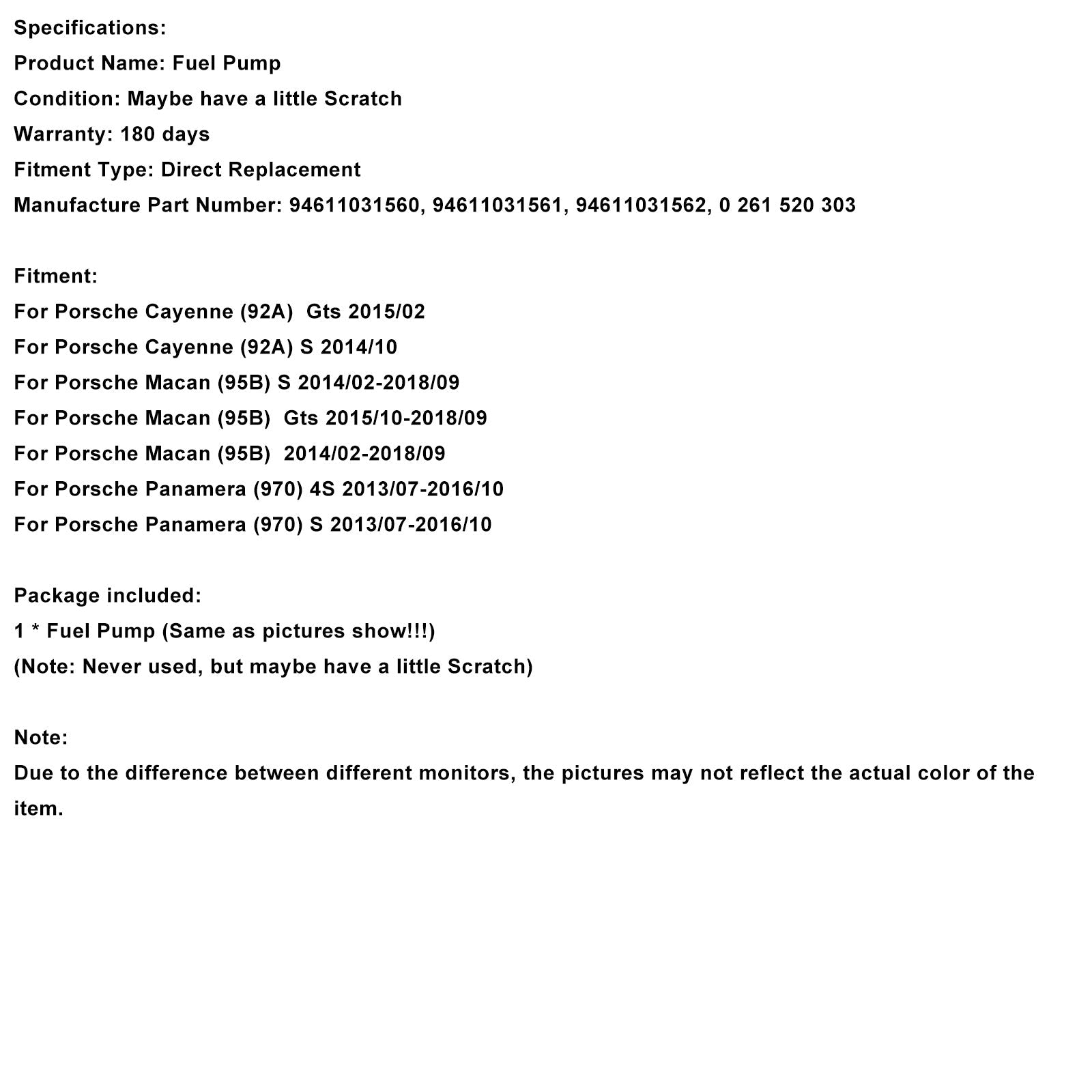 Pompa paliwa wysokiego ciśnienia do Porsche Macan (95B) GTS (październik 2015 - wrzesień 2018) : referencje 94611031560, 94611031561 i 94611031562