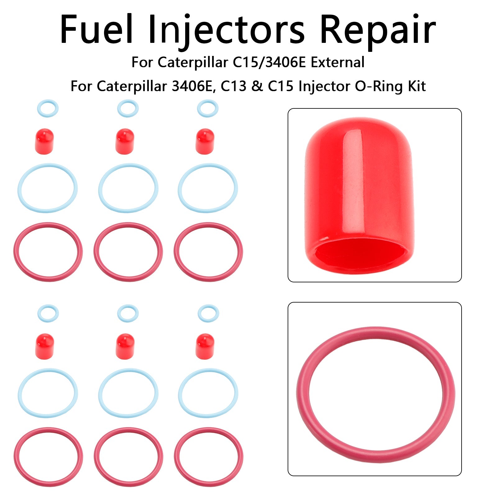 Kit de joints toriques pour injecteurs de carburant externes CAT C15/3406E 6 pièces pour Caterpillar 2481394 248-394 189-5390 1895390