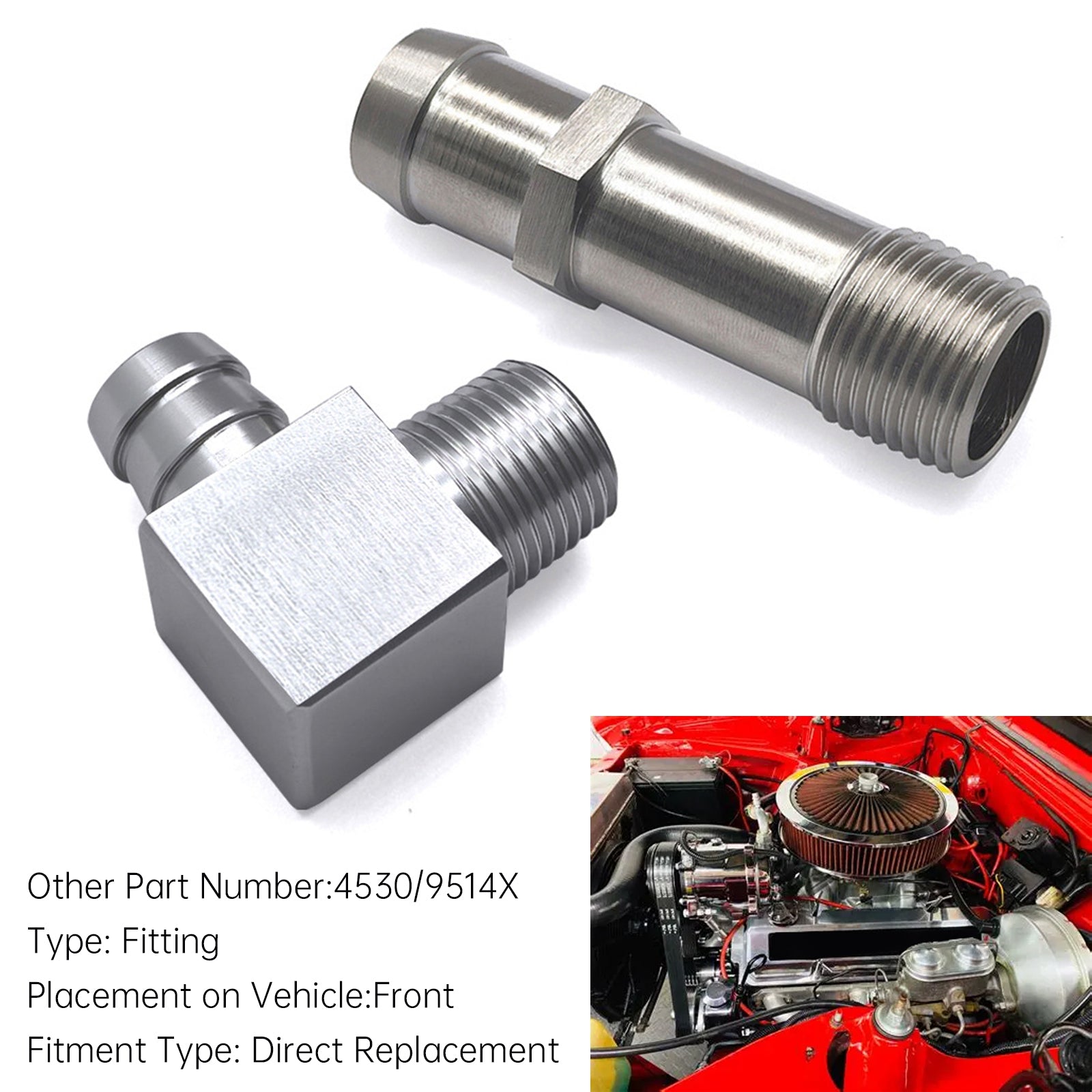 2 priključka za ogrevalne cevi 3/4""za vodno črpalko in dovod 5/"8""za motorje Chevy SBC V8"