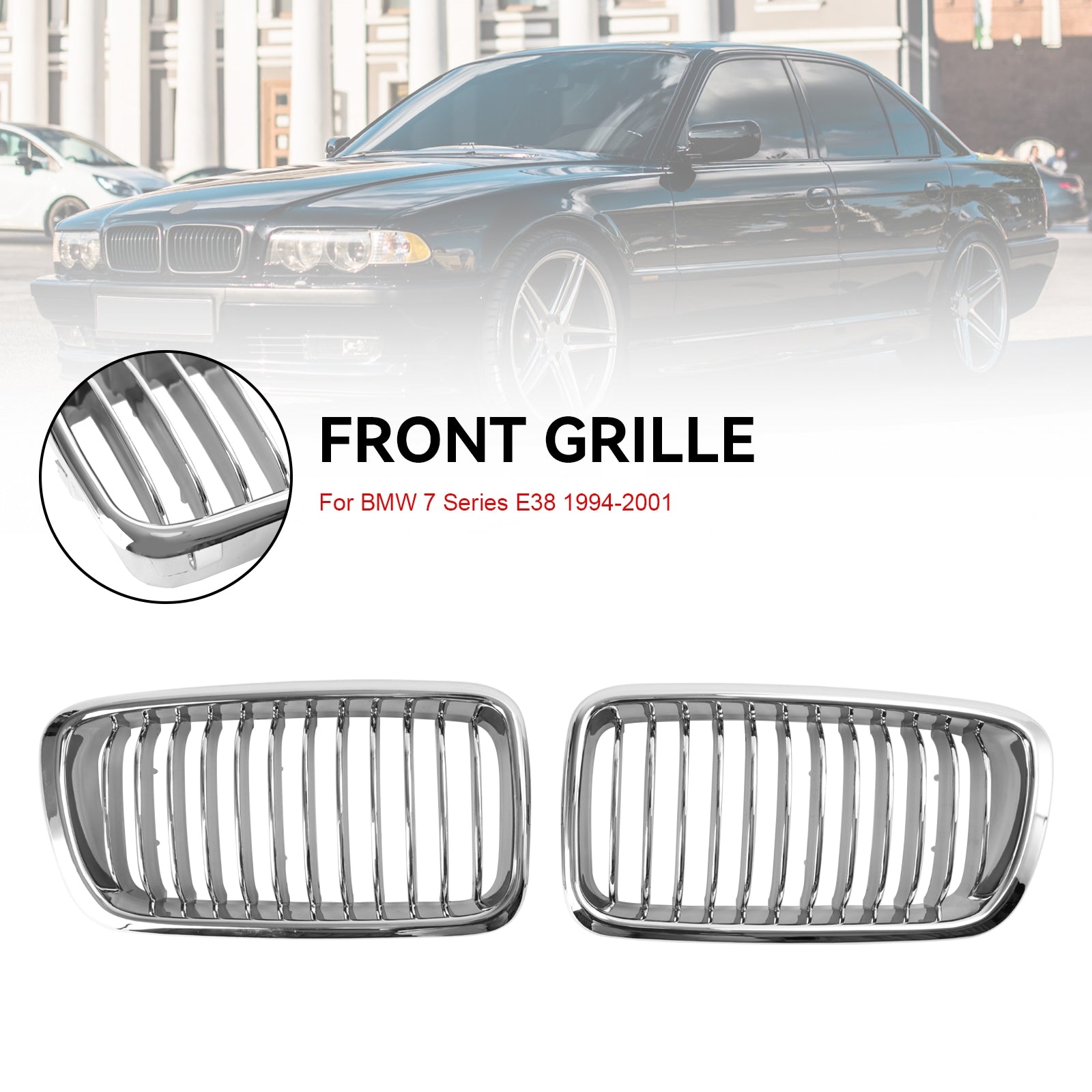 2PCS Chrome Front Kidney Grill Grill dla BMW 7 Series E38 1994-2001
