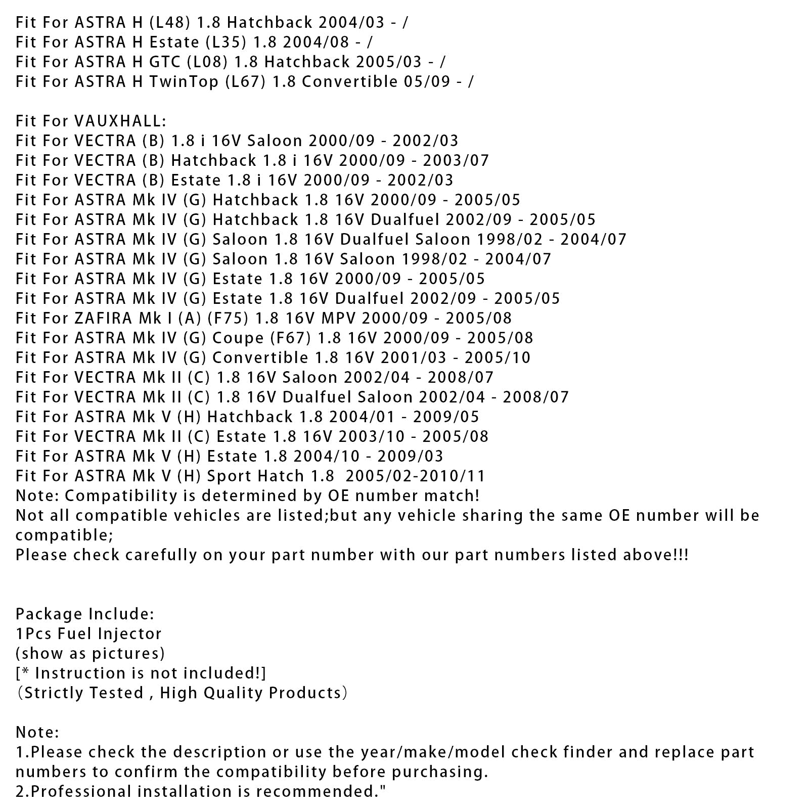 1 injecteur de carburant pour Vauxhall Astra Vectra Zafira 1.8L 90536149 5WK93151