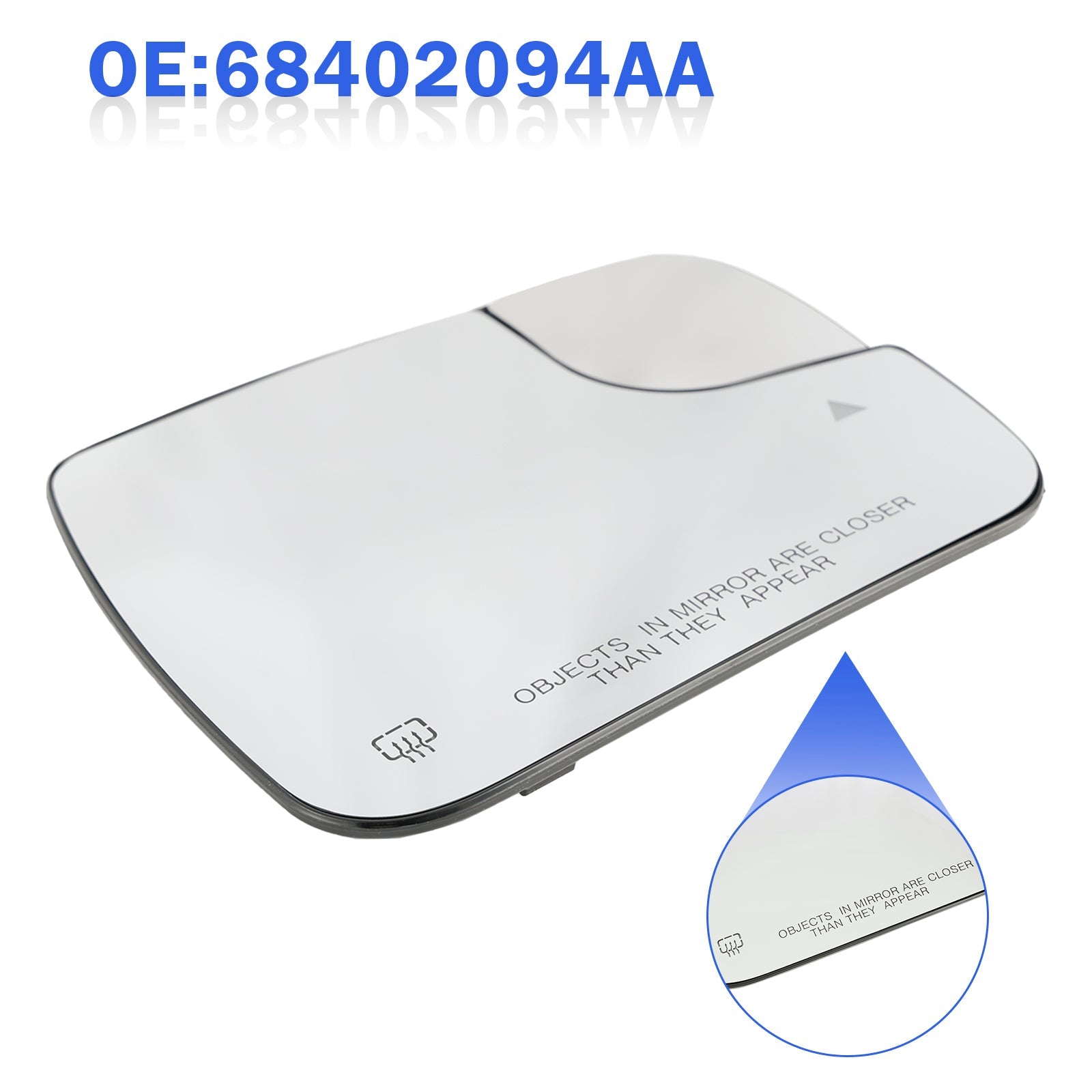 Specchietto retrovisore esterno riscaldato per punto cieco per Dodge Ram 1500 2500 2019-2022, vetro destro 68402094AA