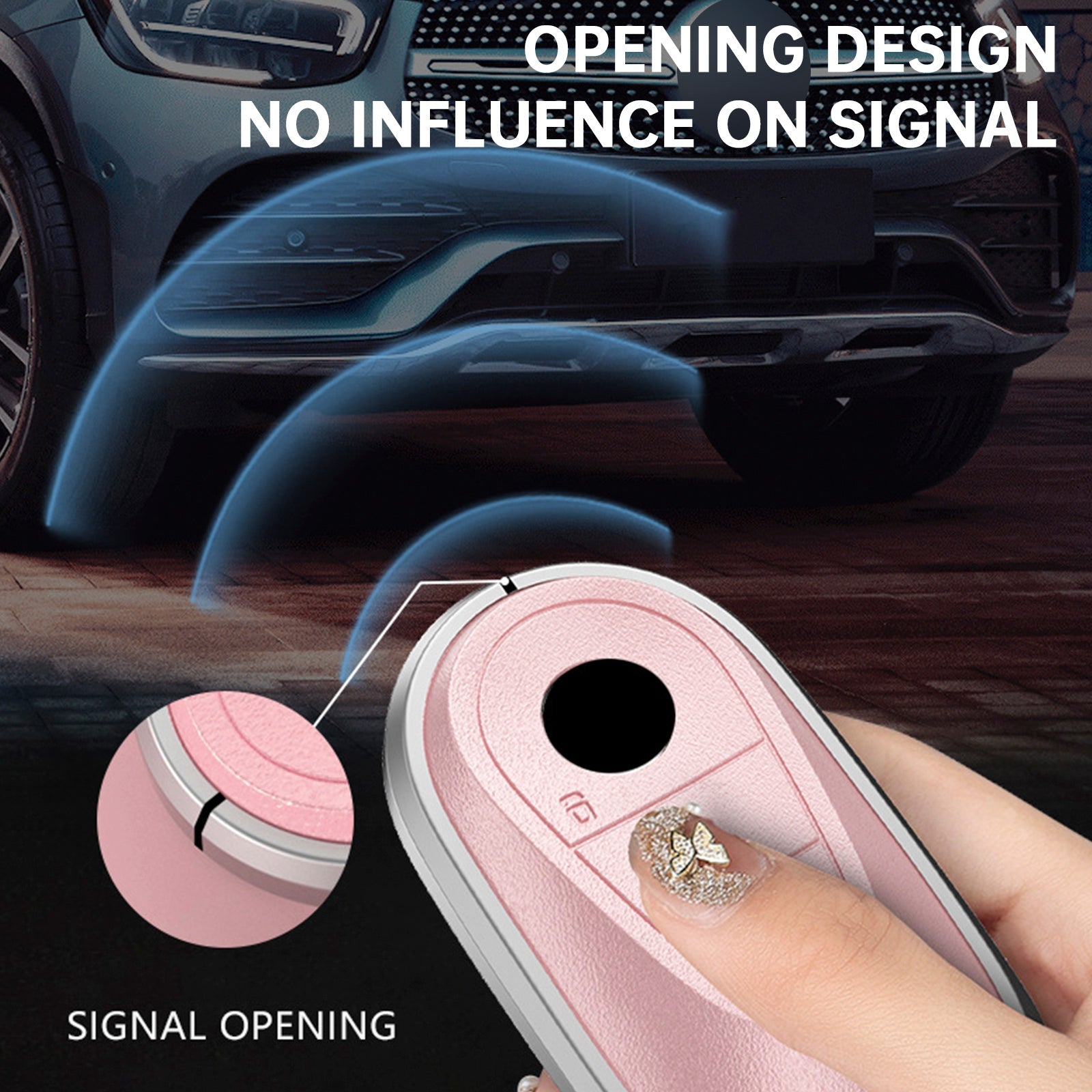 Custodia in pelle e lega'Cover in alluminio TPU per chiave auto per Benz GLC GLK CLS nera