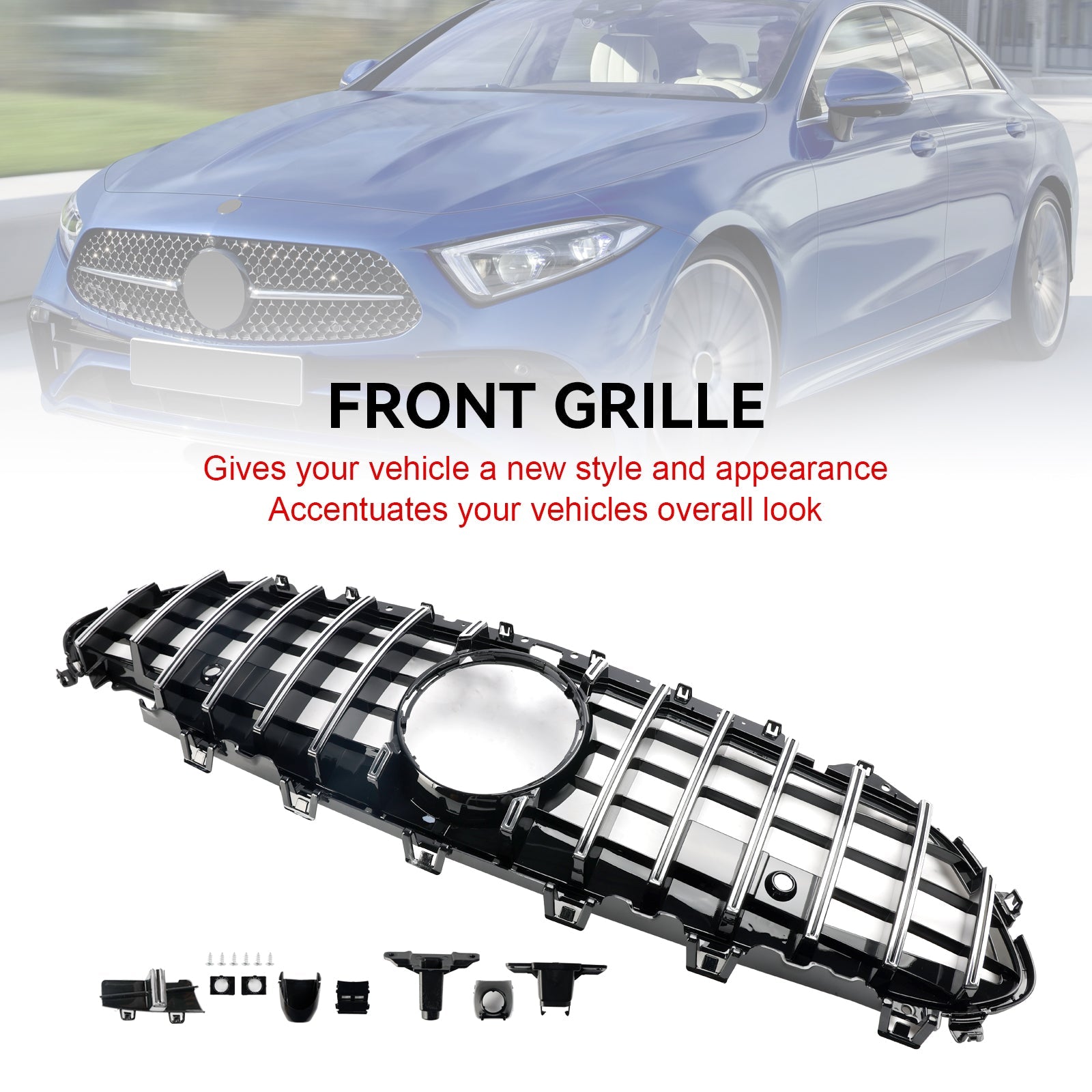 Grille de pare-chocs avant chromée pour Mercedes CLS C257 W257 Coupé 2018-2024
