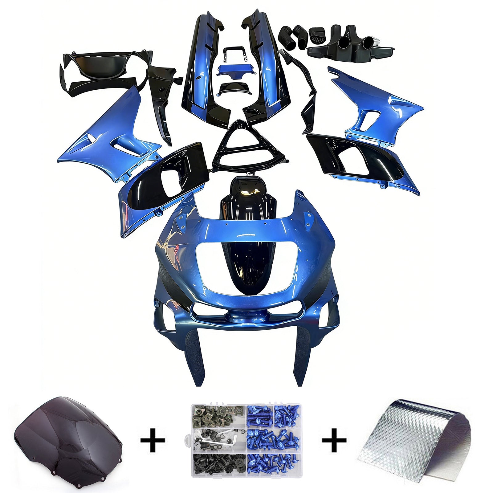 Kit de carénage en plastique ABS injecté compatible avec Kawasaki ZZR400 1993-2007 ZZR600 1998-2003