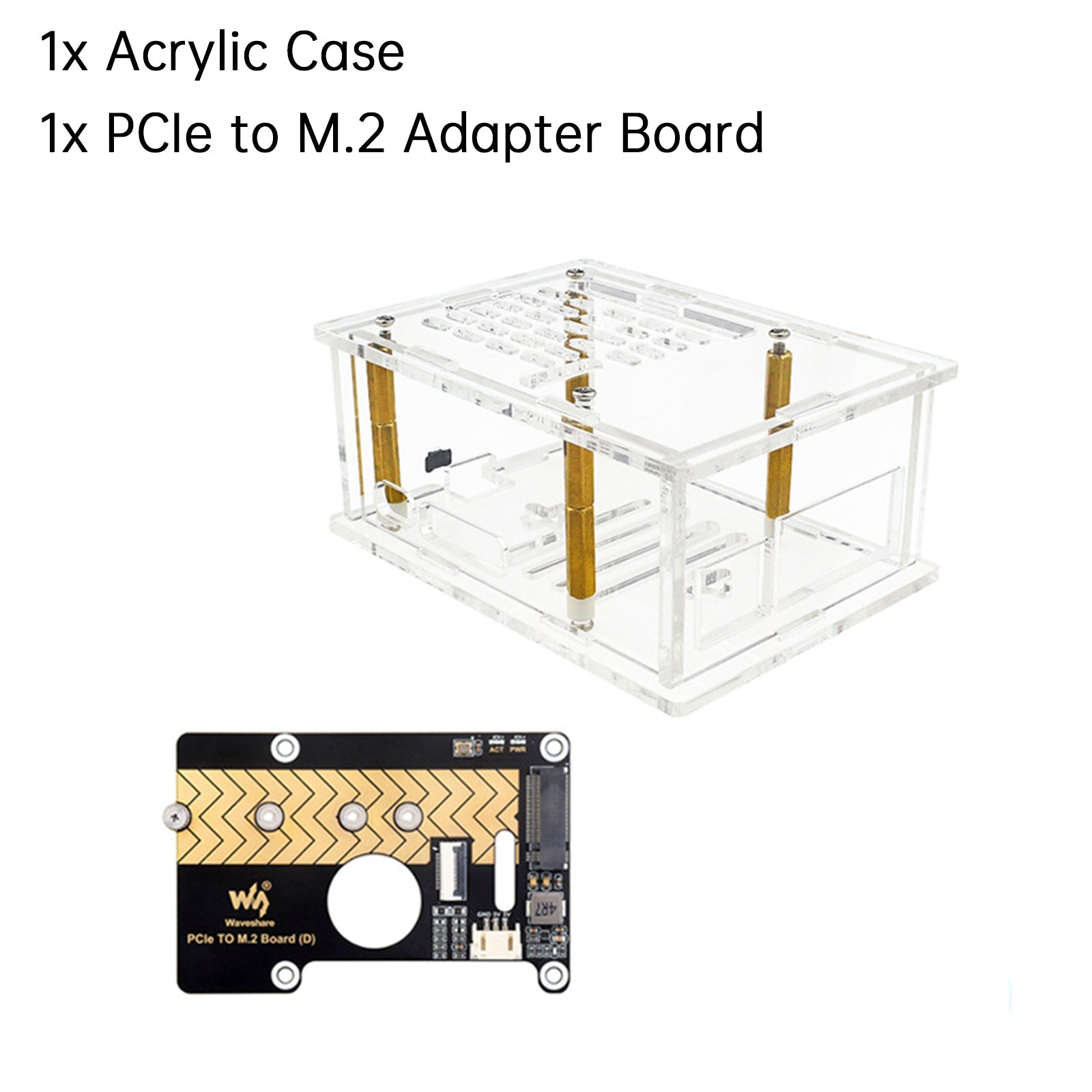 Boîtier adaptateur PCI-E pour Raspberry Pi 5, carte adaptateur PCIe vers M.2, boîtier en acrylique, radiateur