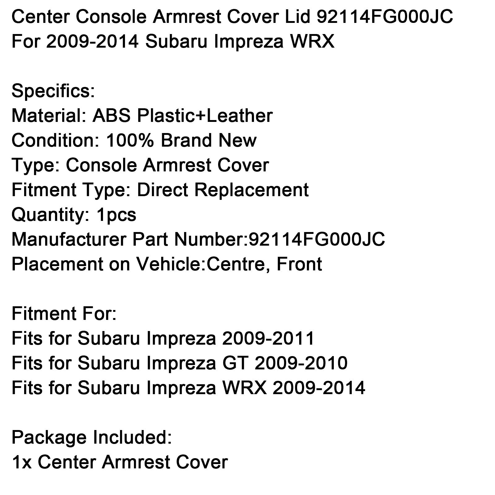 Naslovnica&Naslon za roke v sredinski konzoli 92114FG000JC za Subaru Impreza WRX 2009-2014