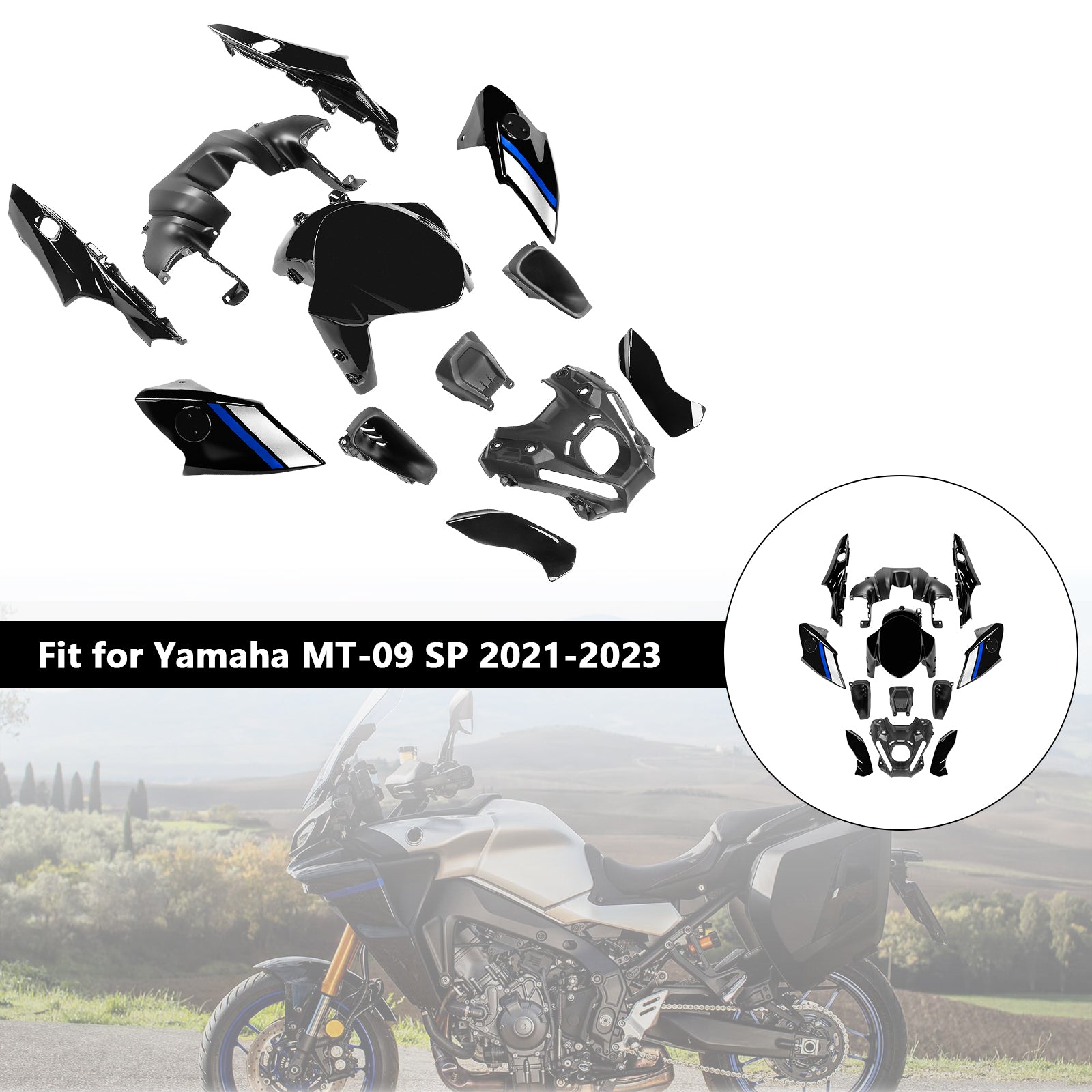 Kit de carénage de carrosserie ABS injection pour Yamaha MT-09 / MT-09 SP 2021-2023 05#