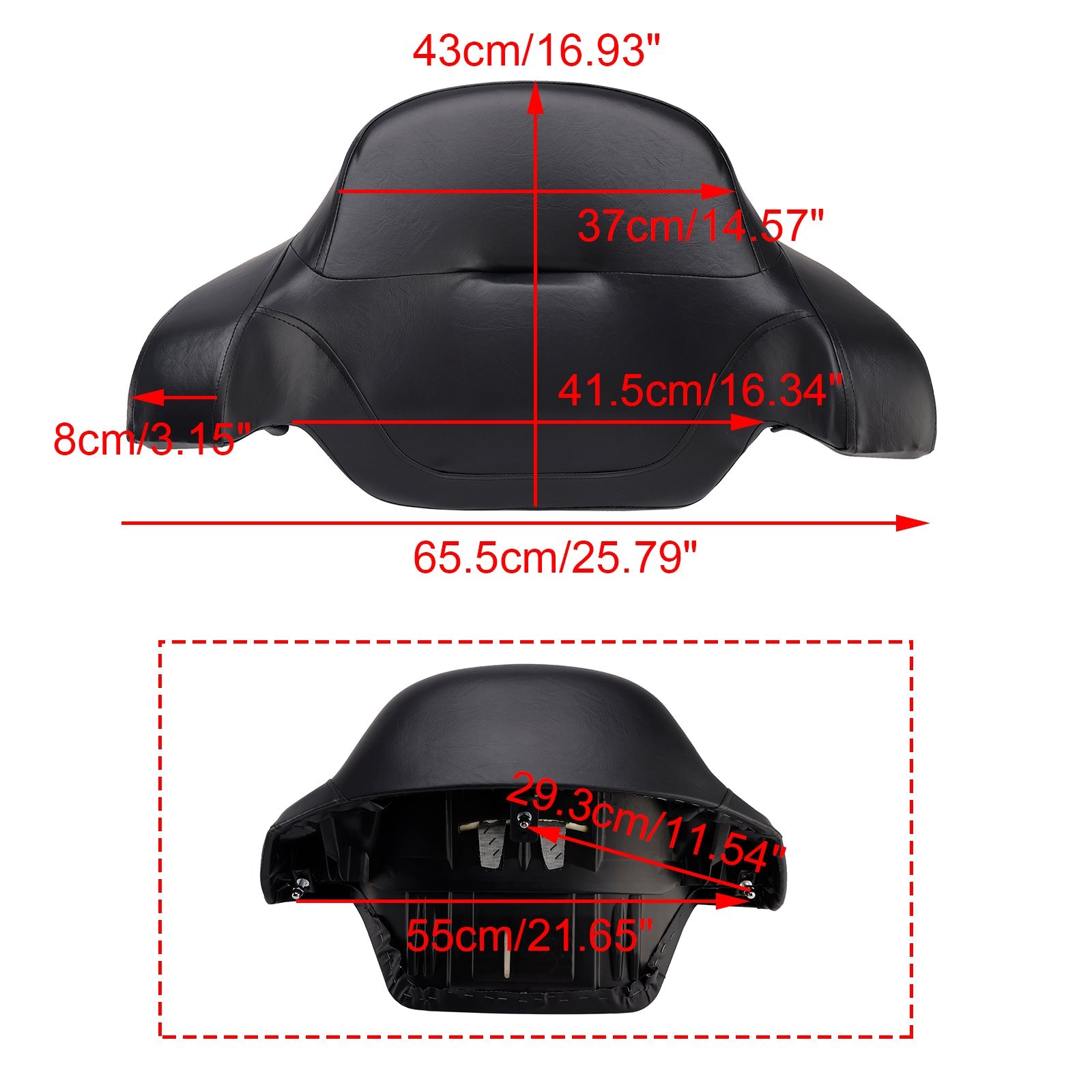 Coussin de dossier enveloppant pour coffre raccourci Touring & Tri Glide King (modèles 2014 et ultérieurs)