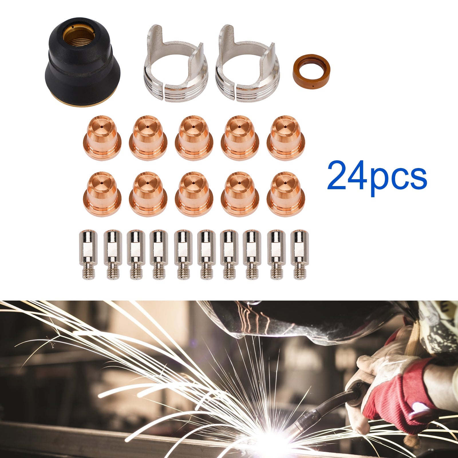 Lot de 24 électrodes de pointe pour torche de découpe plasma IPT40 pour CUT-55DS et CUT-65DS