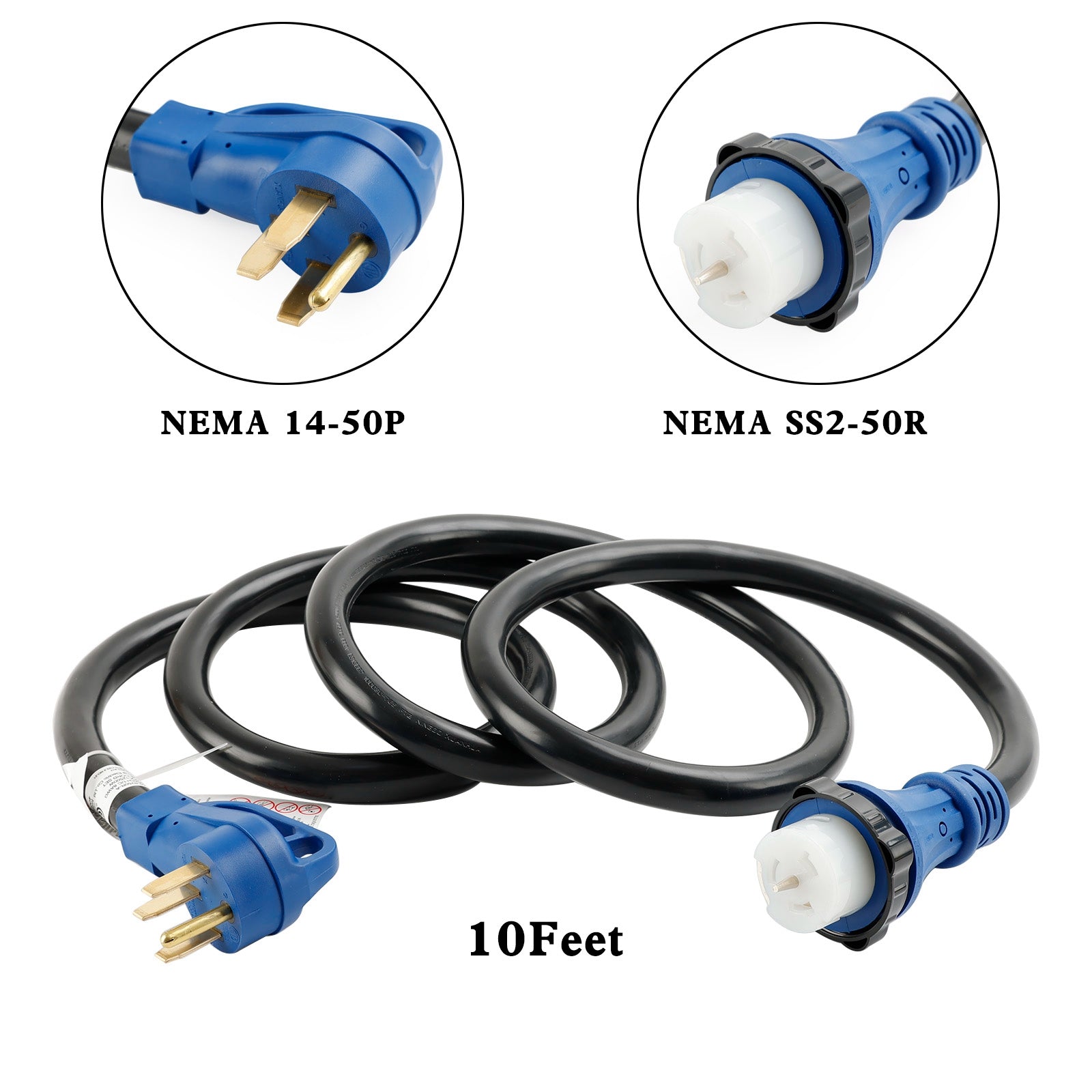UL-gecertificeerd 50 Amp 10 voet RV/generatorsnoer met vergrendelingsconnector voor campers