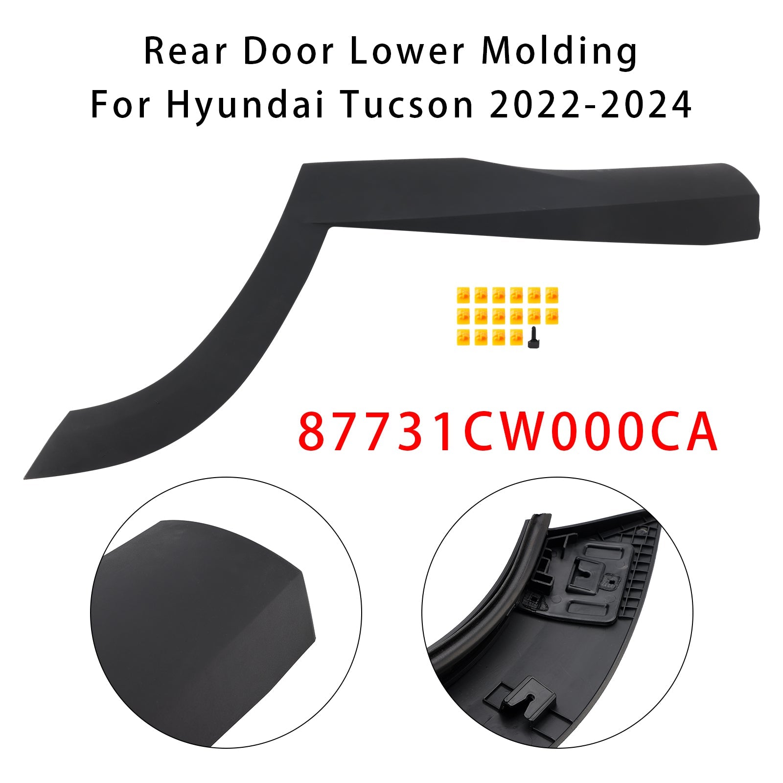 Moldura de puerta trasera inferior izquierda para Hyundai Tucson 2022-2024, número de pieza 87731CW000ESO