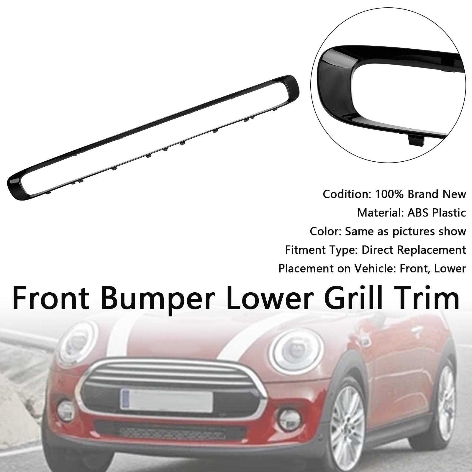 Embellecedor de rejilla inferior del parachoques delantero básico Mini Cooper 2016-2021 51117355238 MC1044103