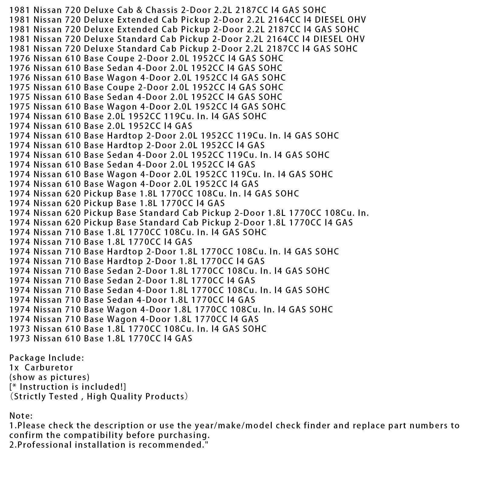 Nissan 720 Regular Cab Pickup, letnik 1982, 2-vratni, 2,2 l, uplinjač, kataloška številka 16010-13W00, 16010-NK2445