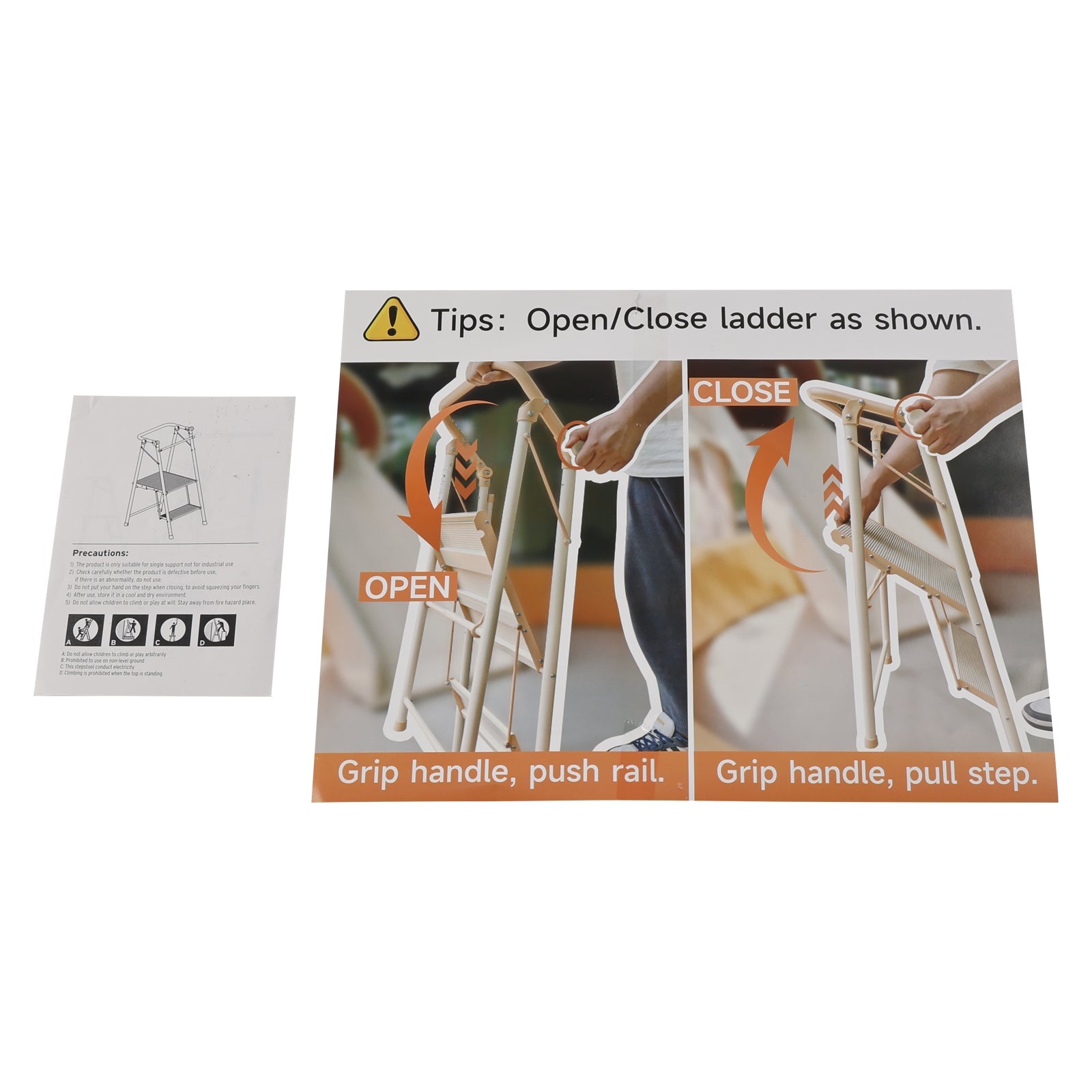 Kokoontaittuva 2-portainen keittiöjakkara aikuisille ja lapsille